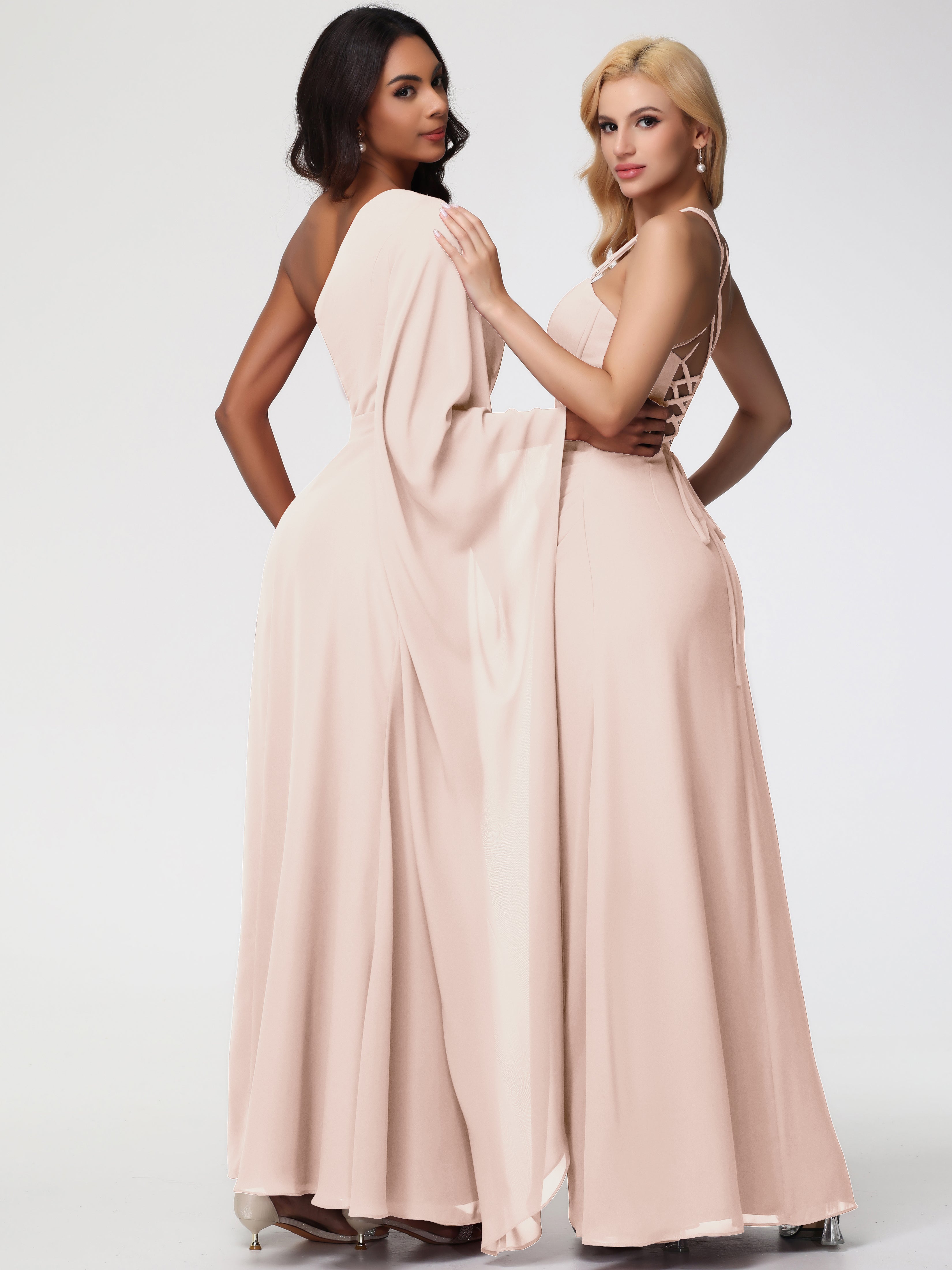 One Shoulder A-Line Pleats Floor-Length Chiffon Bridesmaid Dresses (Copy)