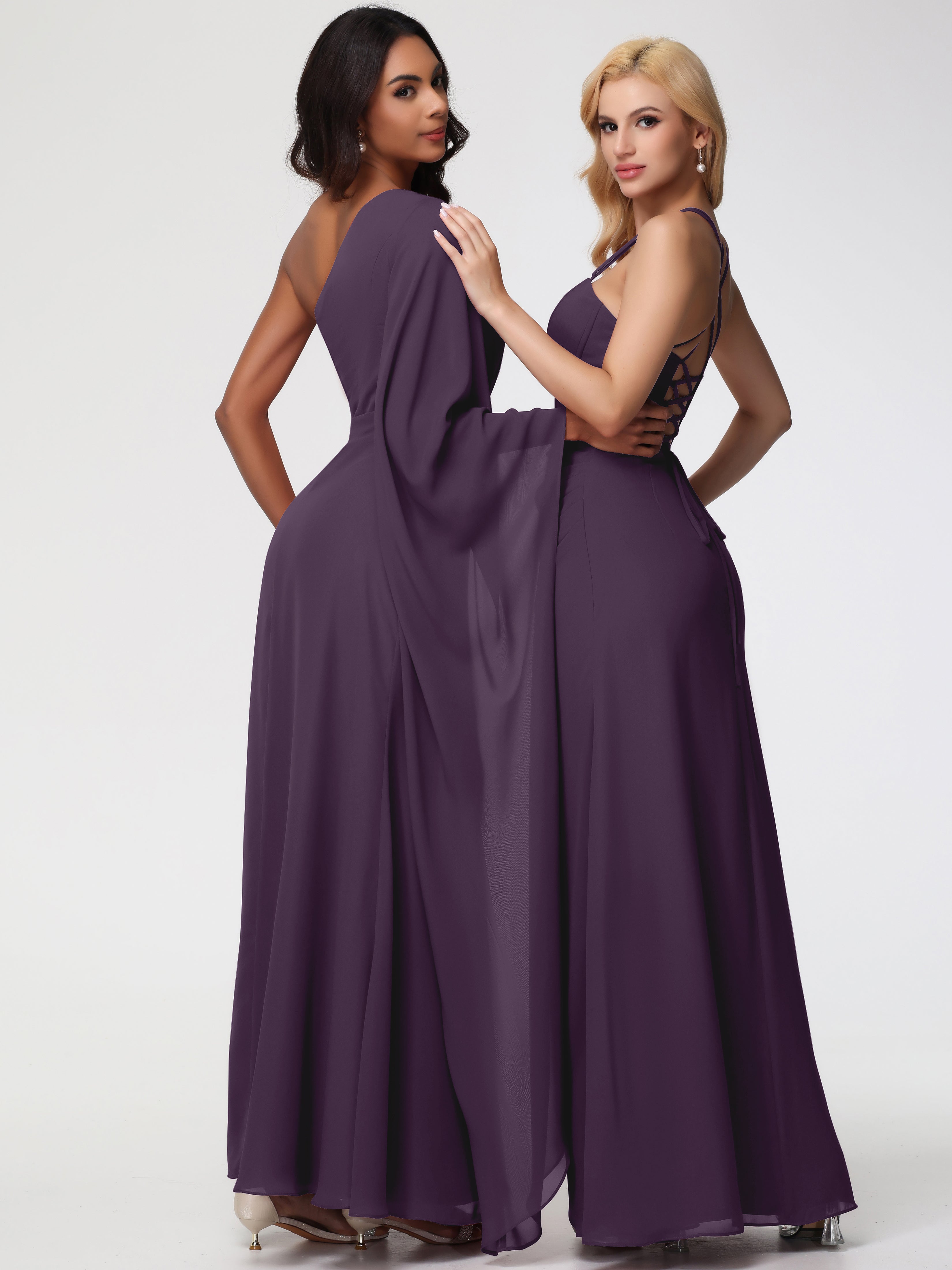 One Shoulder A-Line Pleats Floor-Length Chiffon Bridesmaid Dresses (Copy)