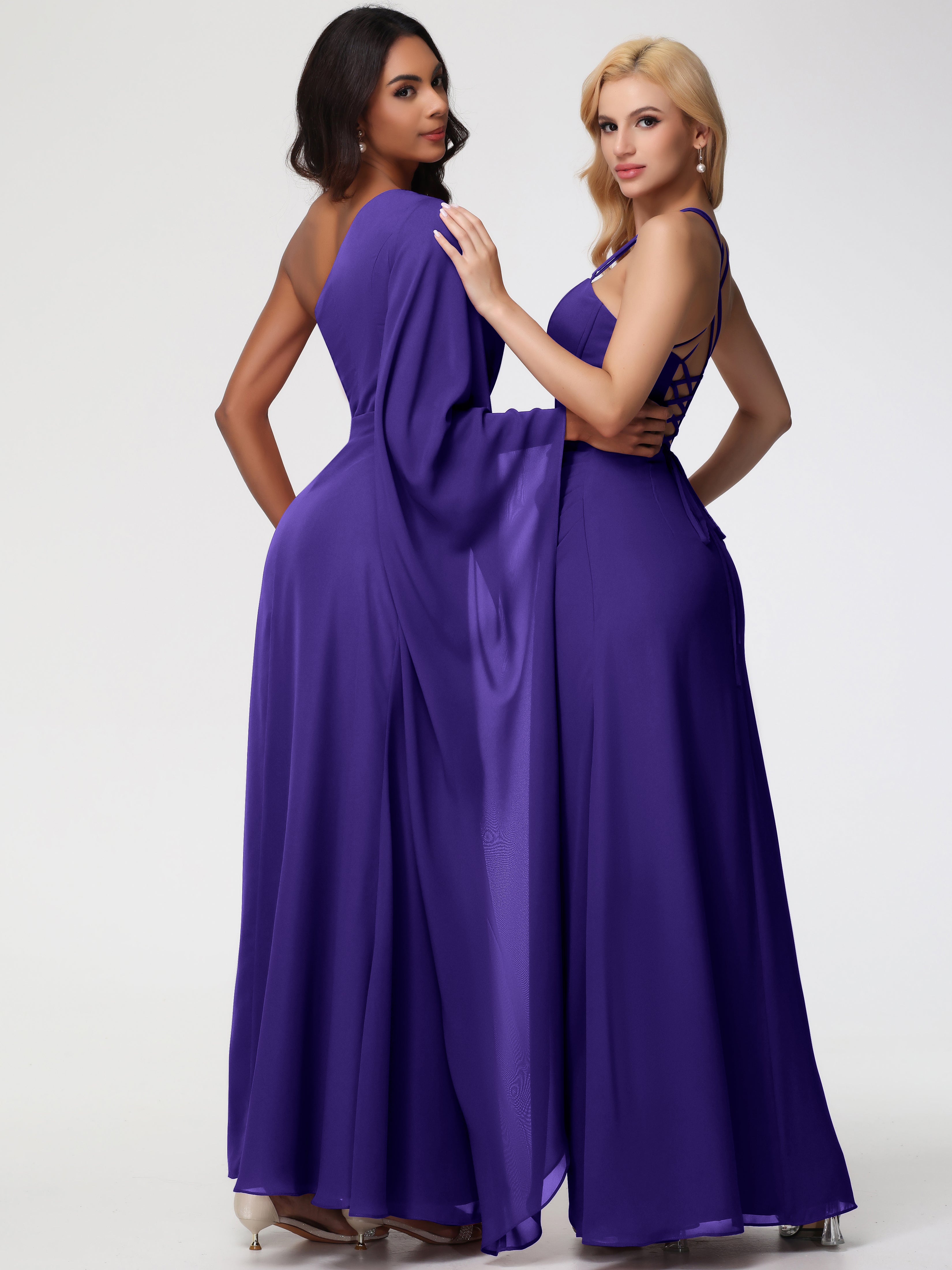 One Shoulder A-Line Pleats Floor-Length Chiffon Bridesmaid Dresses (Copy)