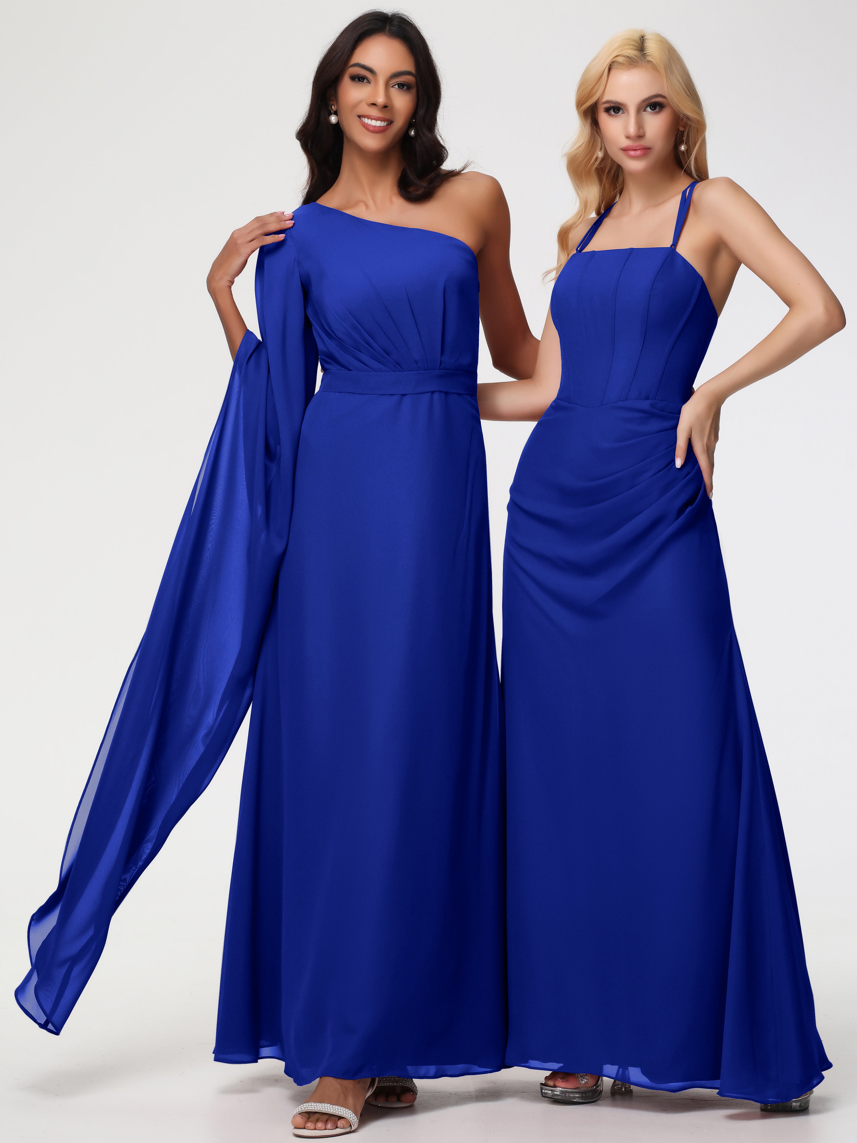 One Shoulder A-Line Pleats Floor-Length Chiffon Bridesmaid Dresses (Copy)
