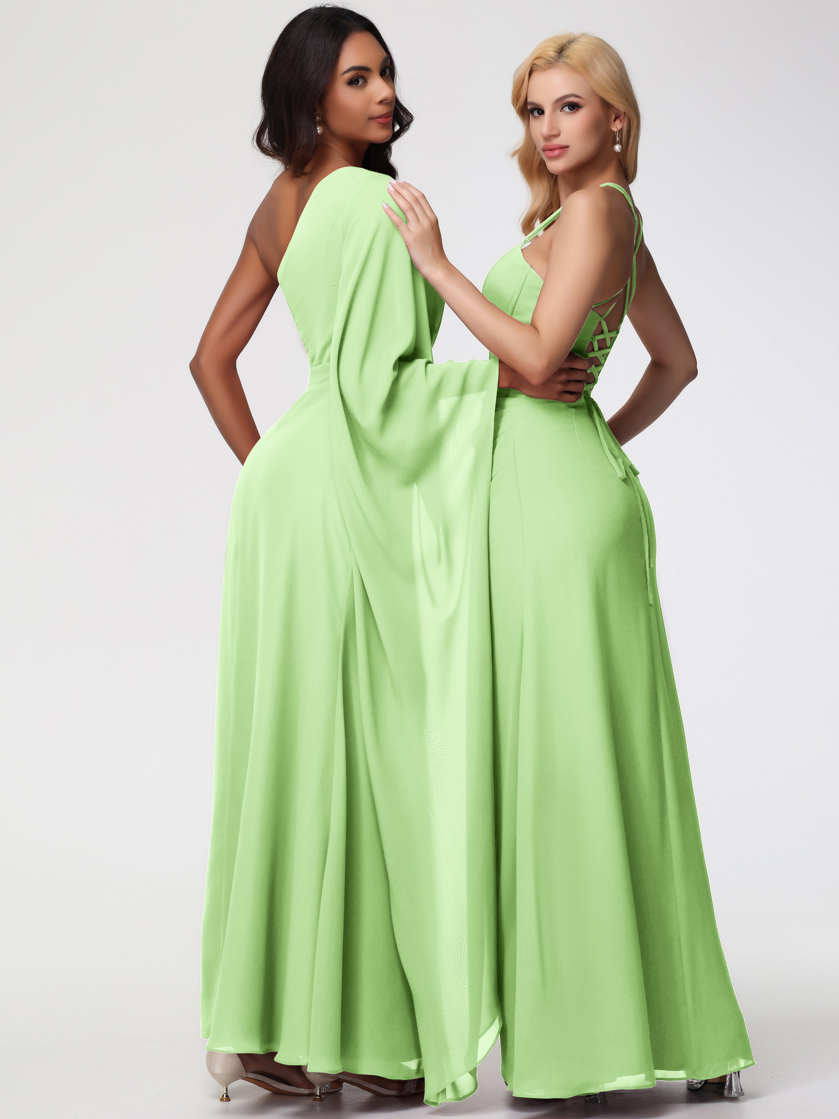 One Shoulder A-Line Pleats Floor-Length Chiffon Bridesmaid Dresses (Copy)