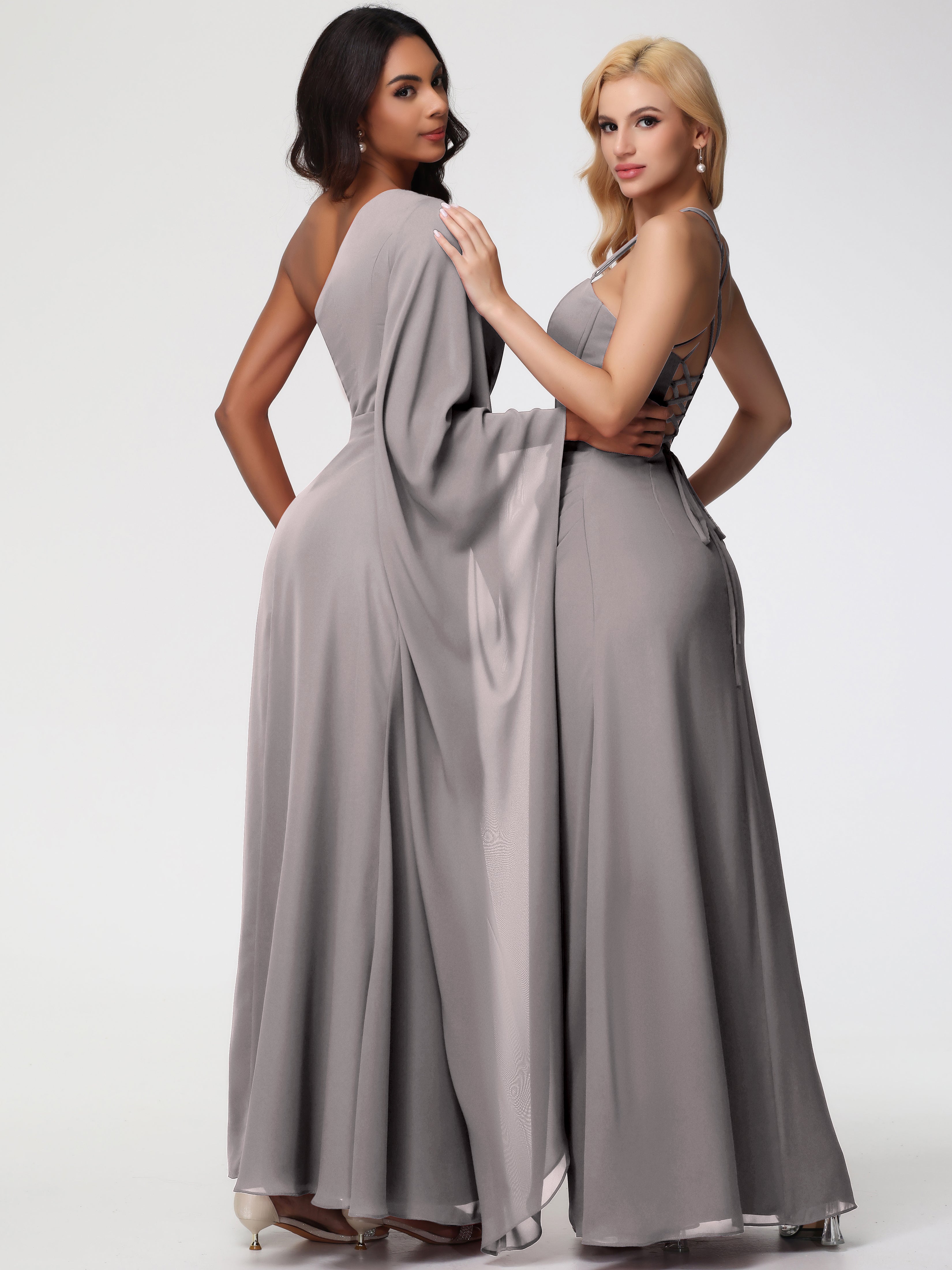 One Shoulder A-Line Pleats Floor-Length Chiffon Bridesmaid Dresses (Copy)