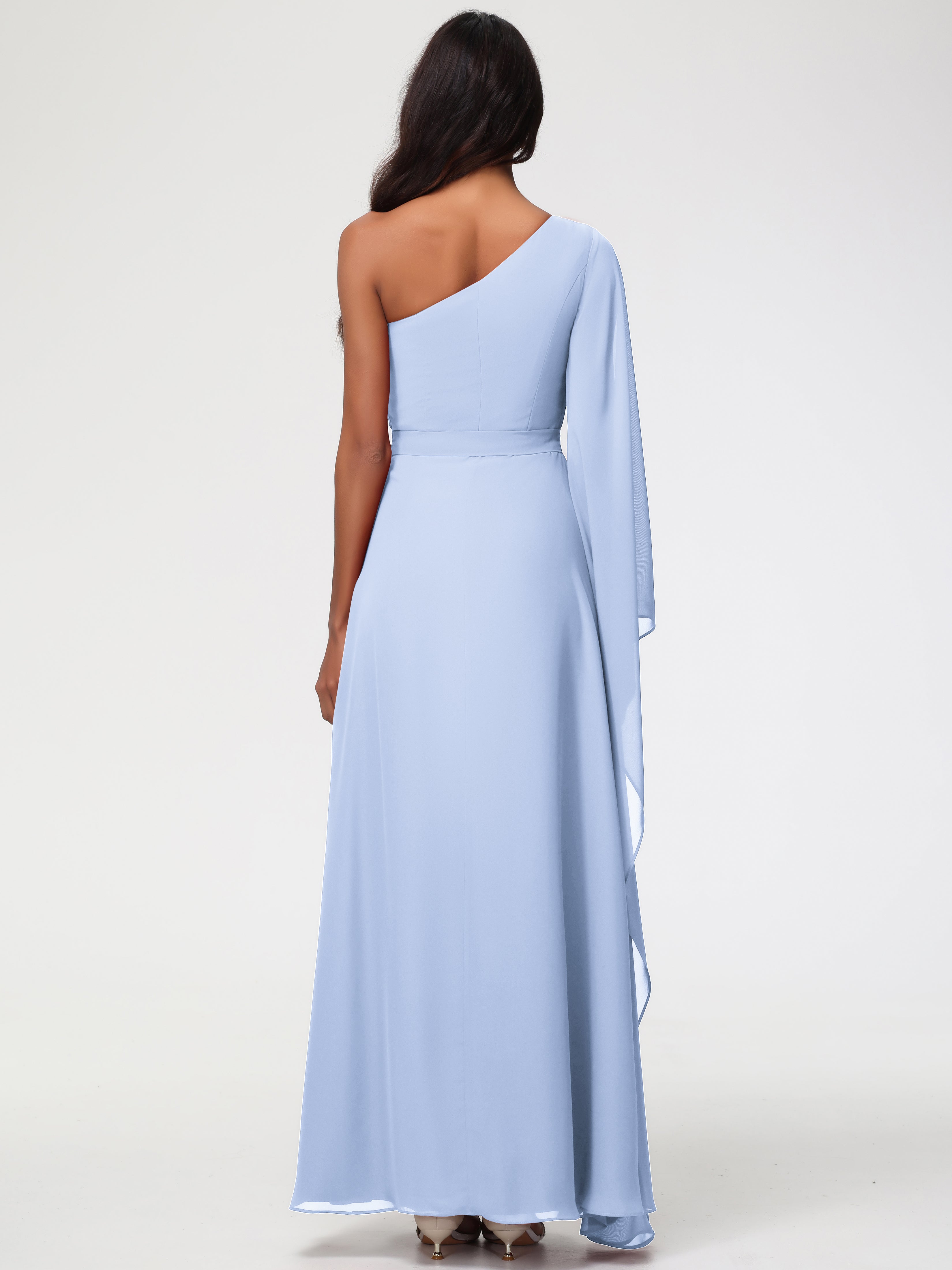 One Shoulder A-Line Pleats Floor-Length Chiffon Bridesmaid Dresses (Copy)