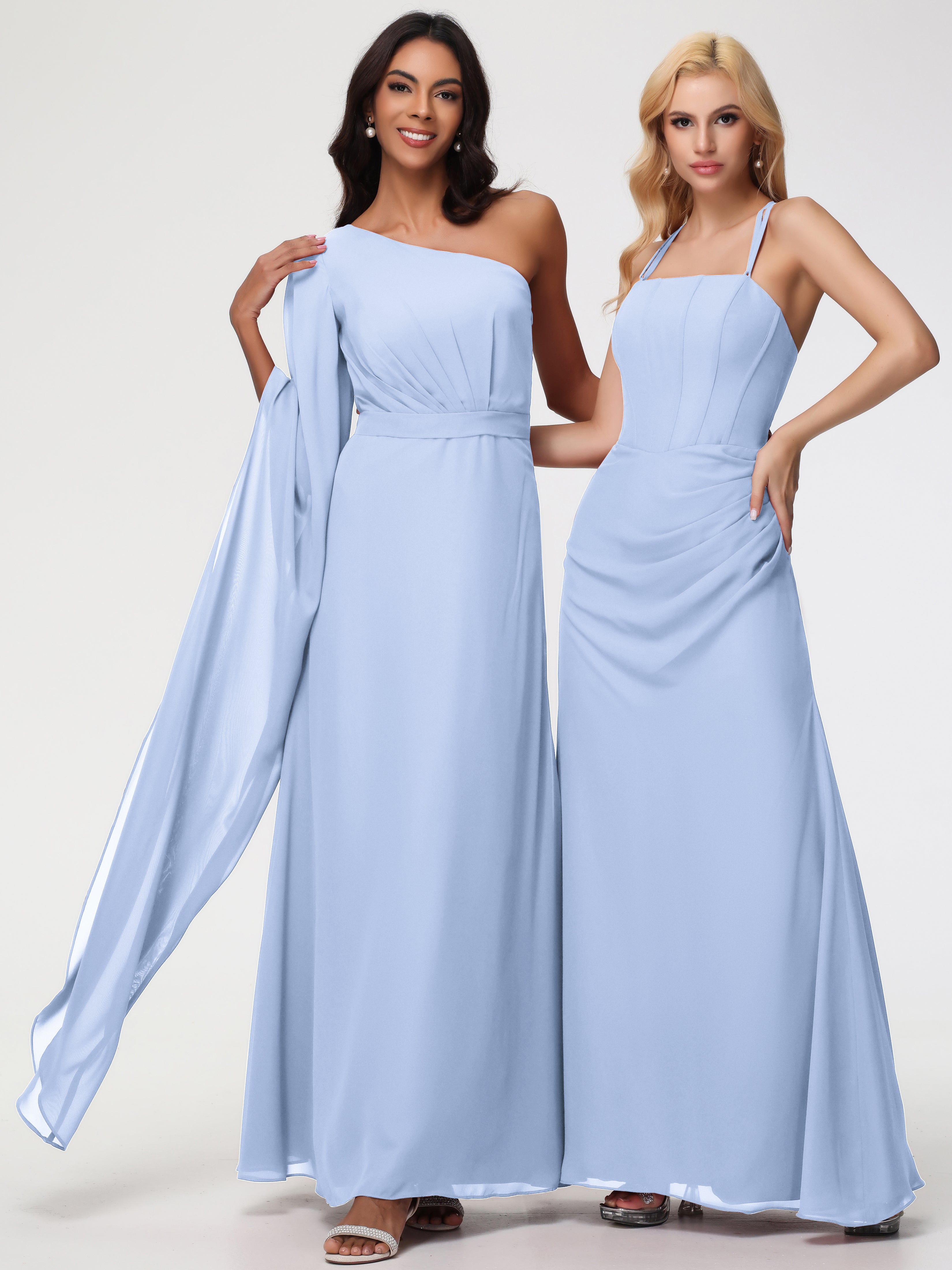 One Shoulder A-Line Pleats Floor-Length Chiffon Bridesmaid Dresses (Copy)