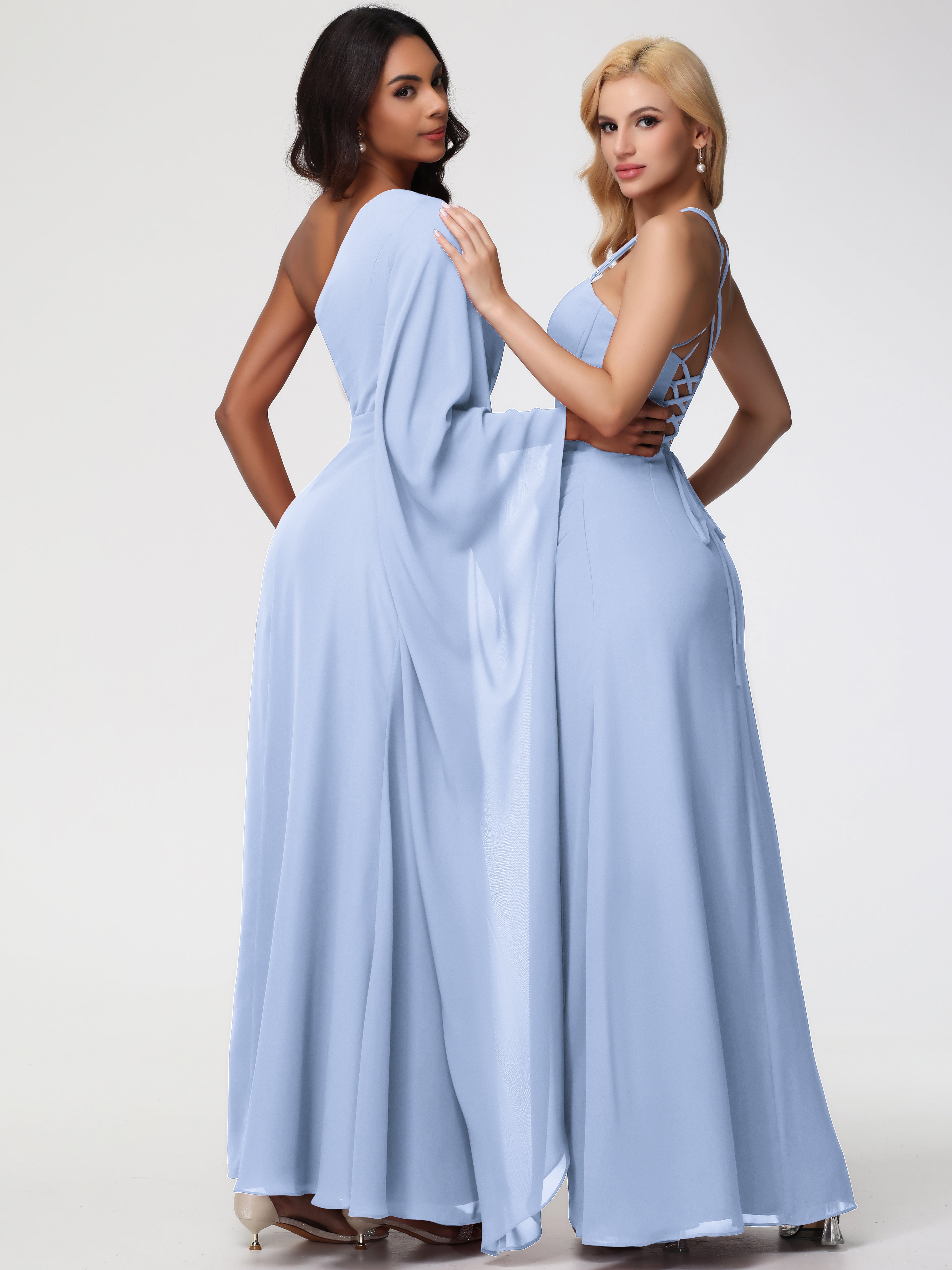 One Shoulder A-Line Pleats Floor-Length Chiffon Bridesmaid Dresses (Copy)
