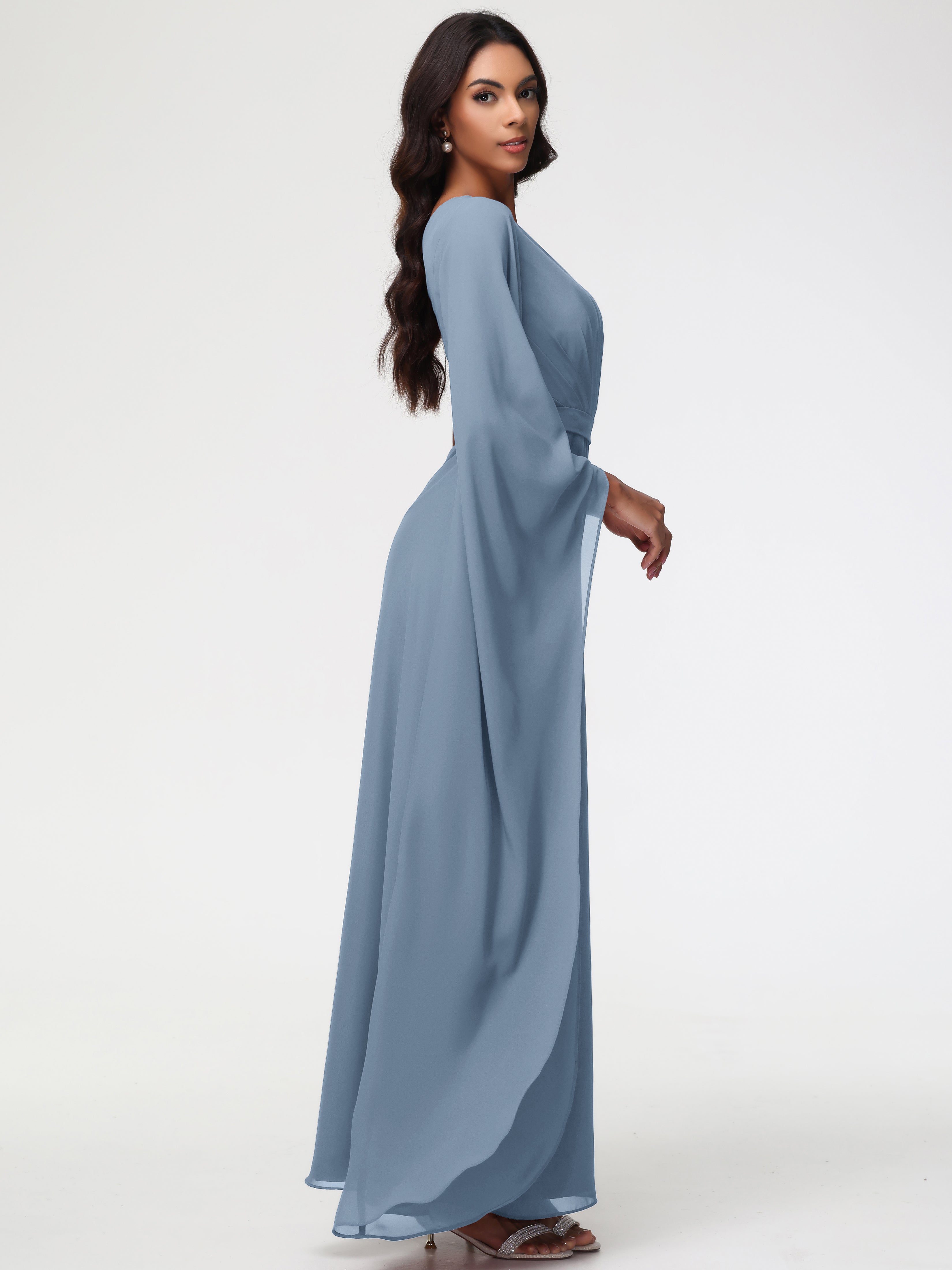One Shoulder A-Line Pleats Floor-Length Chiffon Bridesmaid Dresses (Copy)