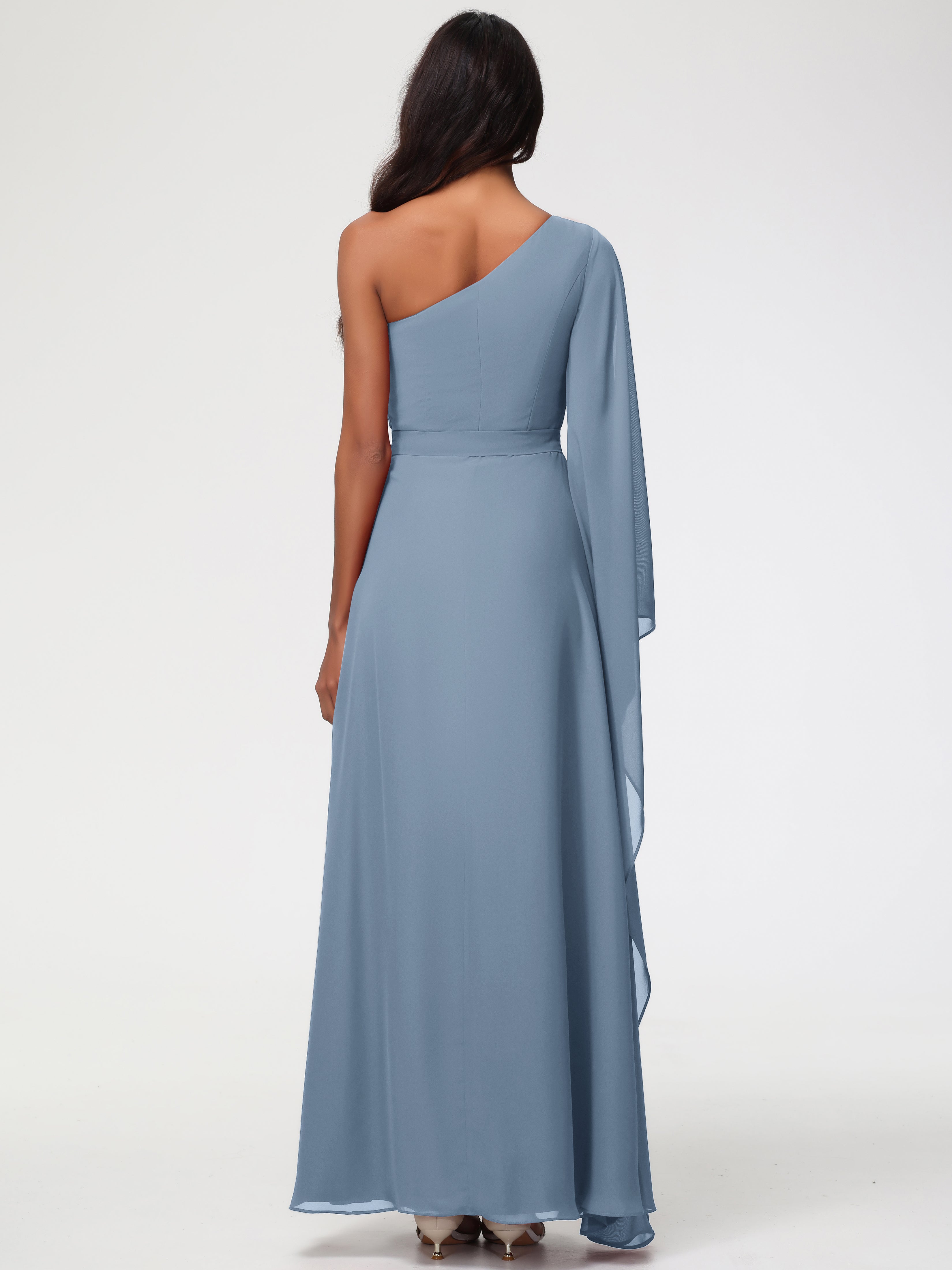 One Shoulder A-Line Pleats Floor-Length Chiffon Bridesmaid Dresses (Copy)