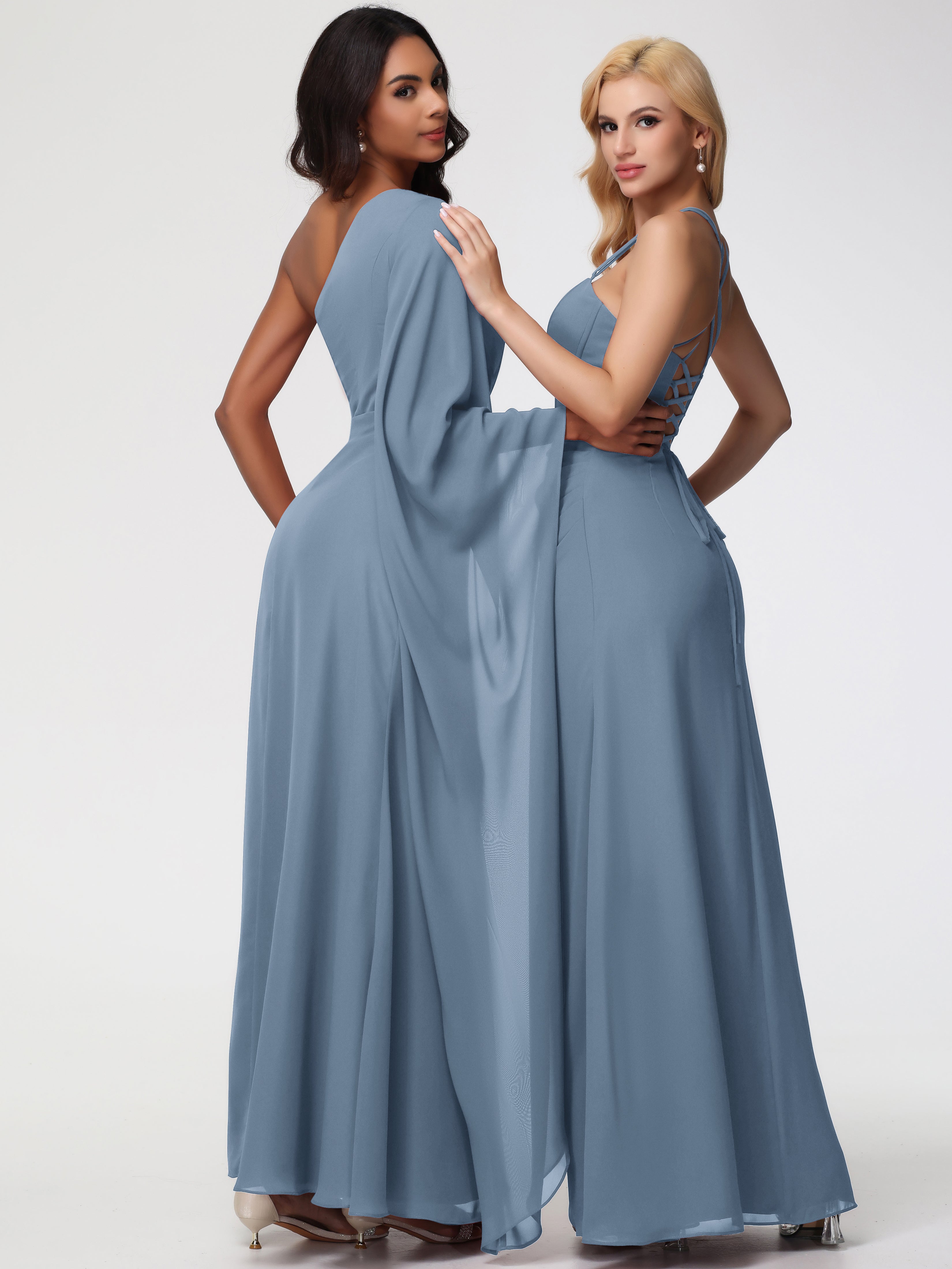 One Shoulder A-Line Pleats Floor-Length Chiffon Bridesmaid Dresses (Copy)