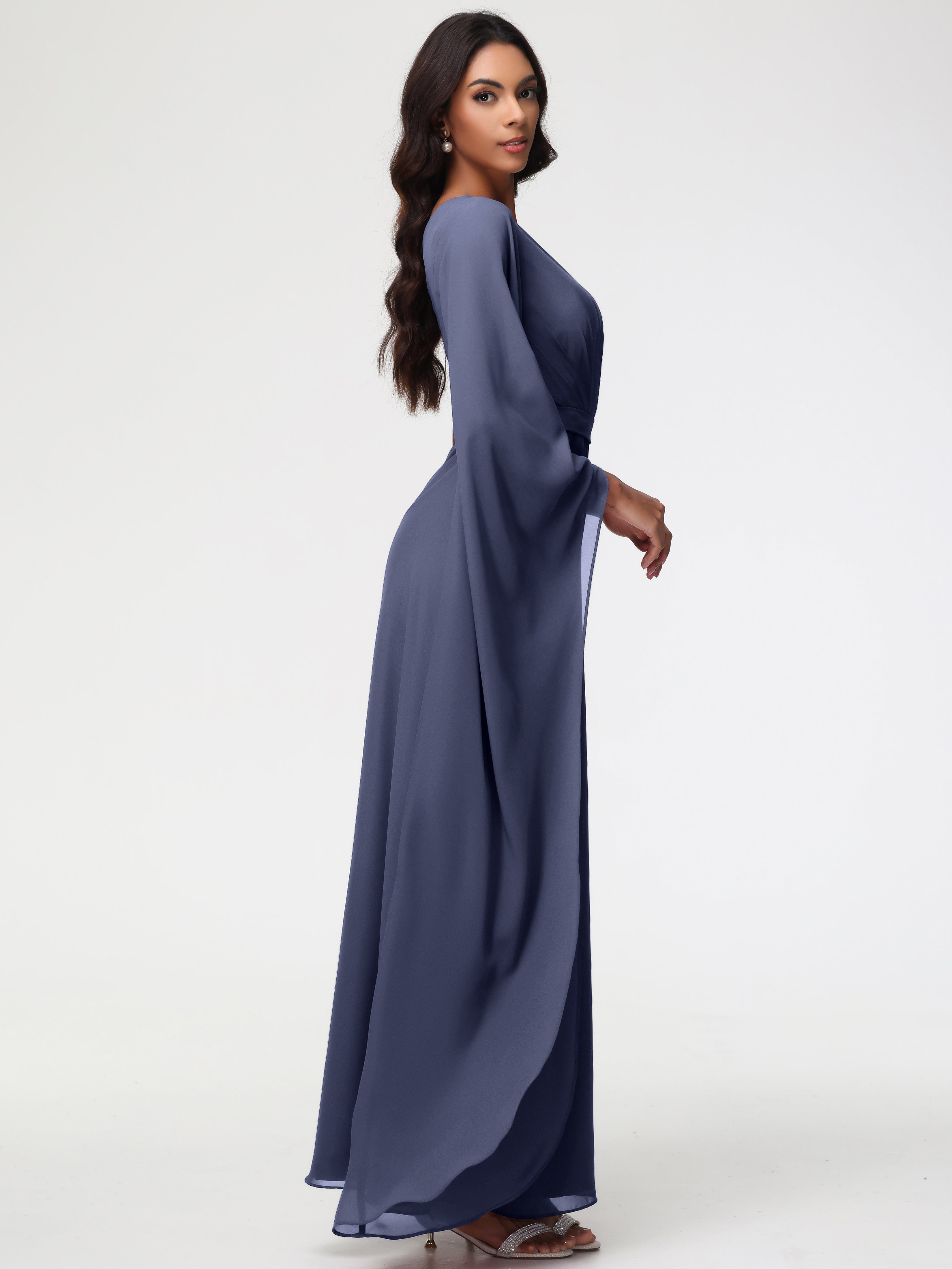 One Shoulder A-Line Pleats Floor-Length Chiffon Bridesmaid Dresses (Copy)