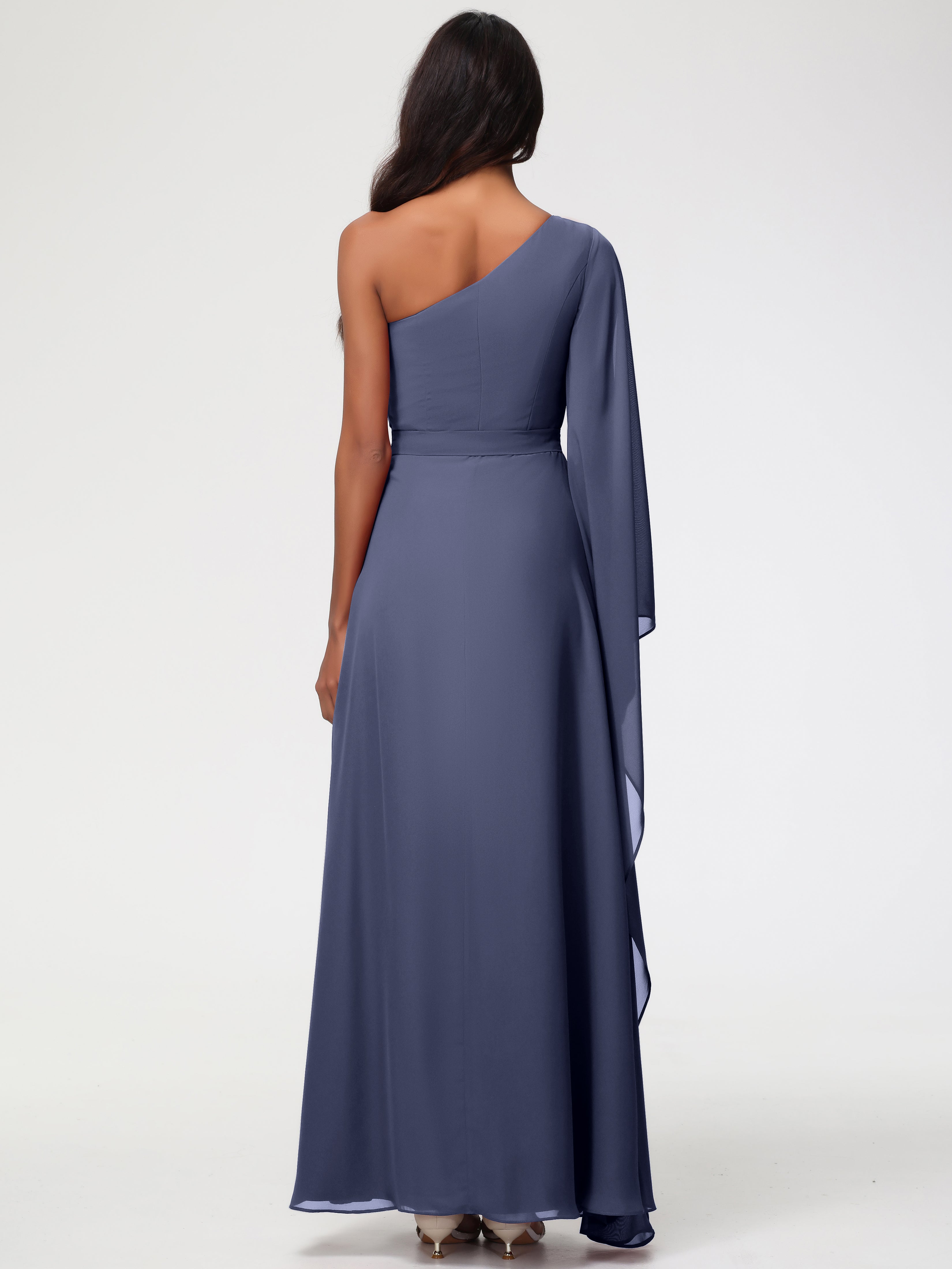 One Shoulder A-Line Pleats Floor-Length Chiffon Bridesmaid Dresses (Copy)