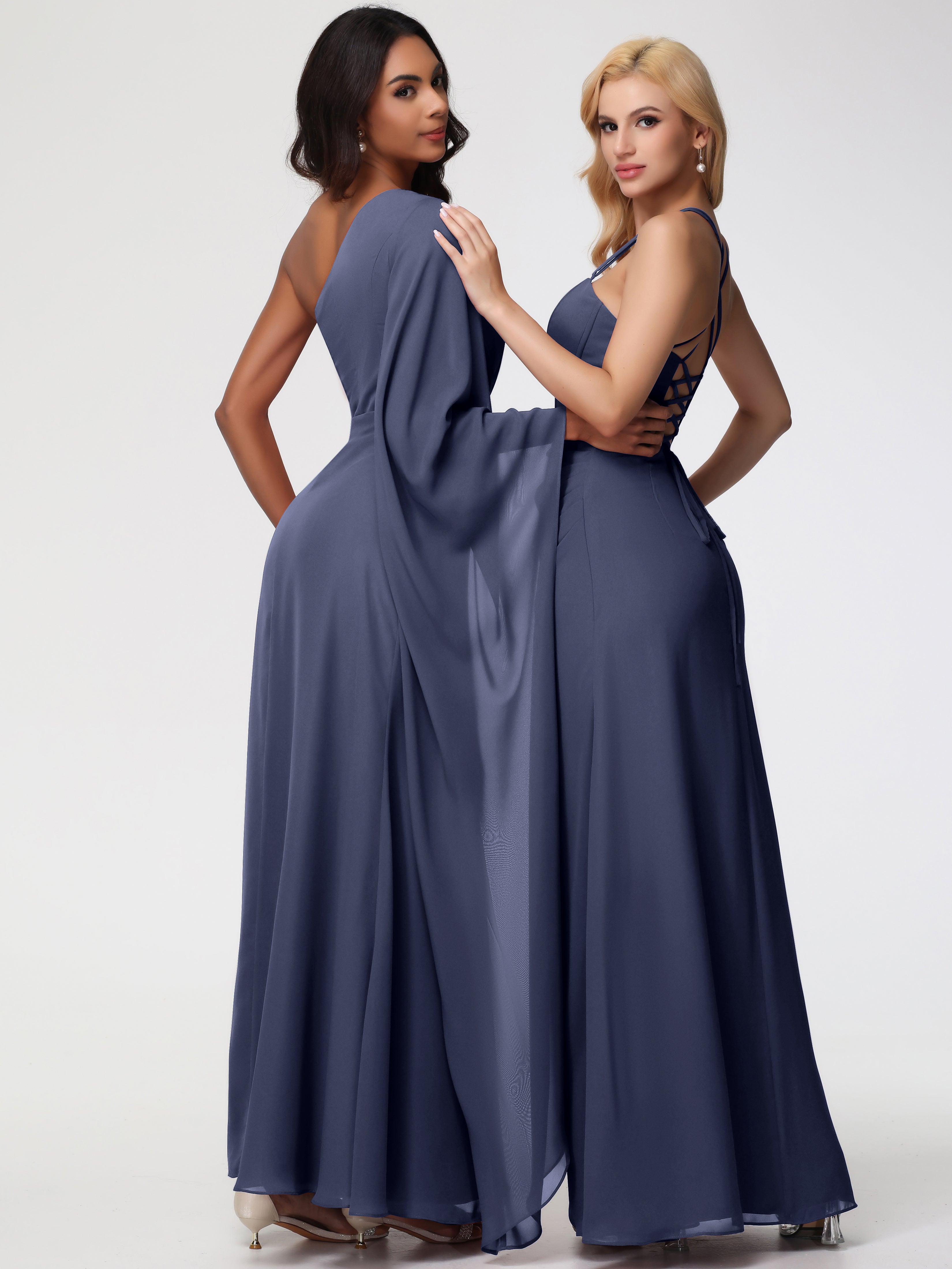 One Shoulder A-Line Pleats Floor-Length Chiffon Bridesmaid Dresses (Copy)