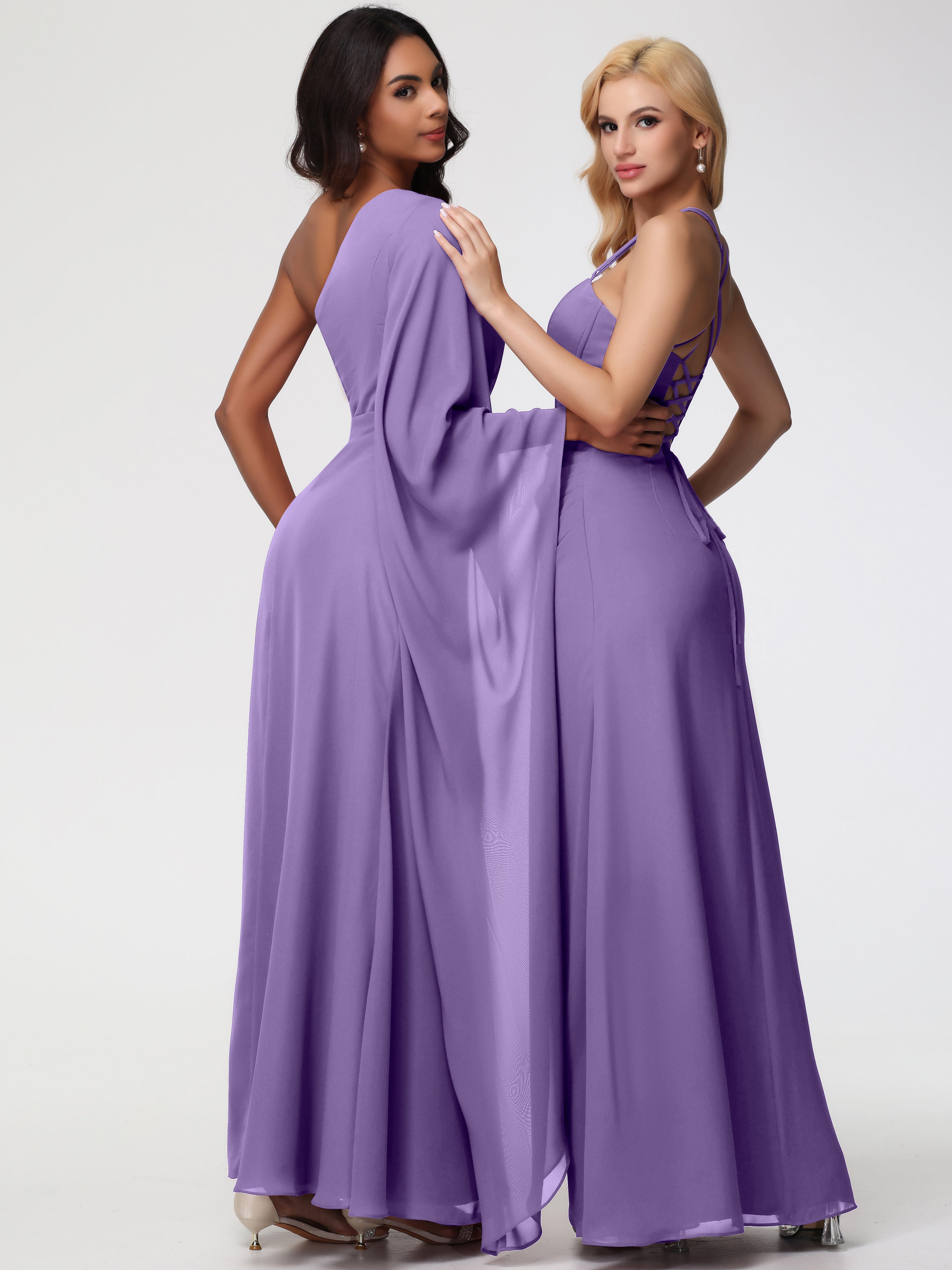 One Shoulder A-Line Pleats Floor-Length Chiffon Bridesmaid Dresses (Copy)