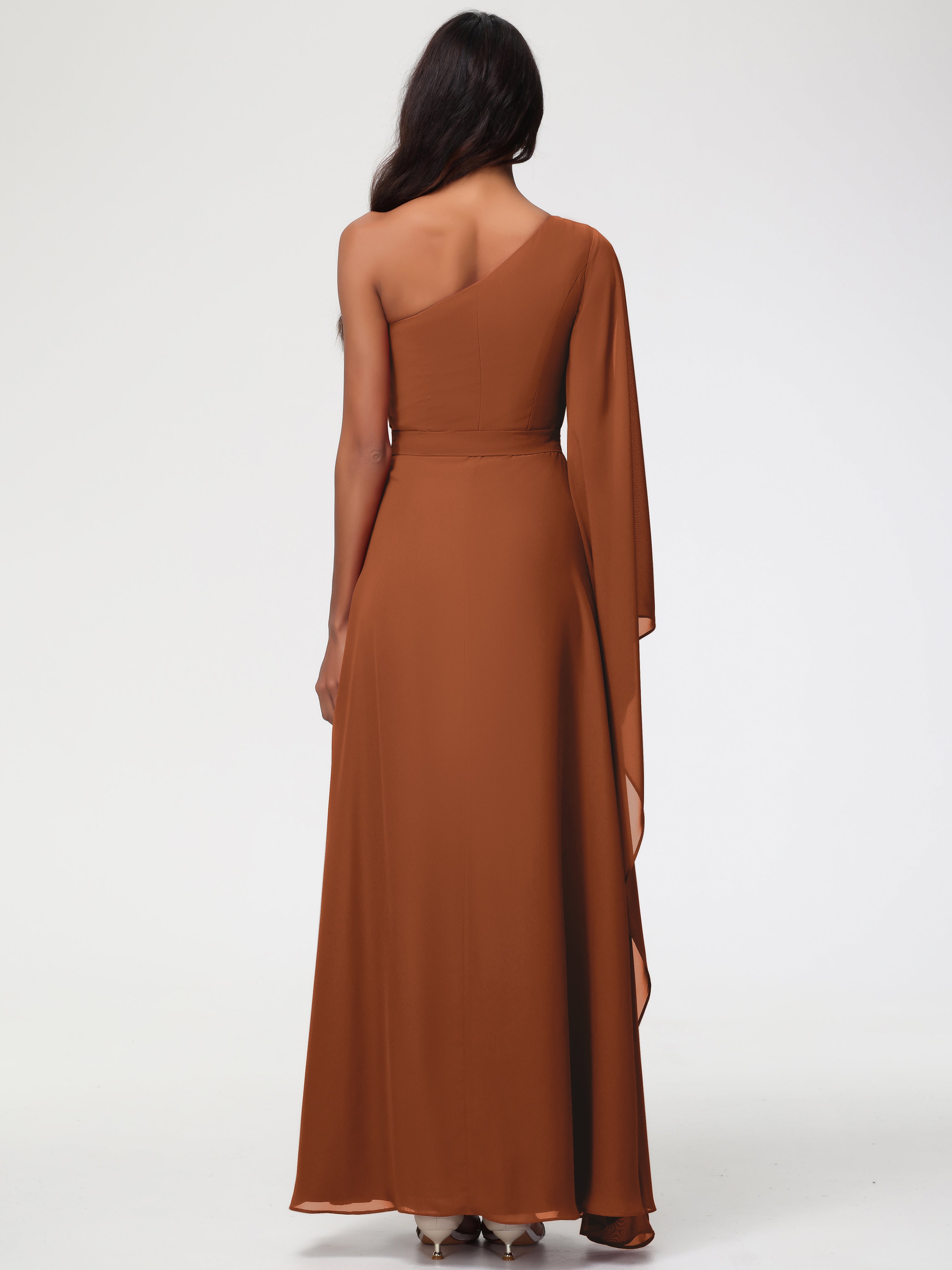 One Shoulder A-Line Pleats Floor-Length Chiffon Bridesmaid Dresses (Copy)