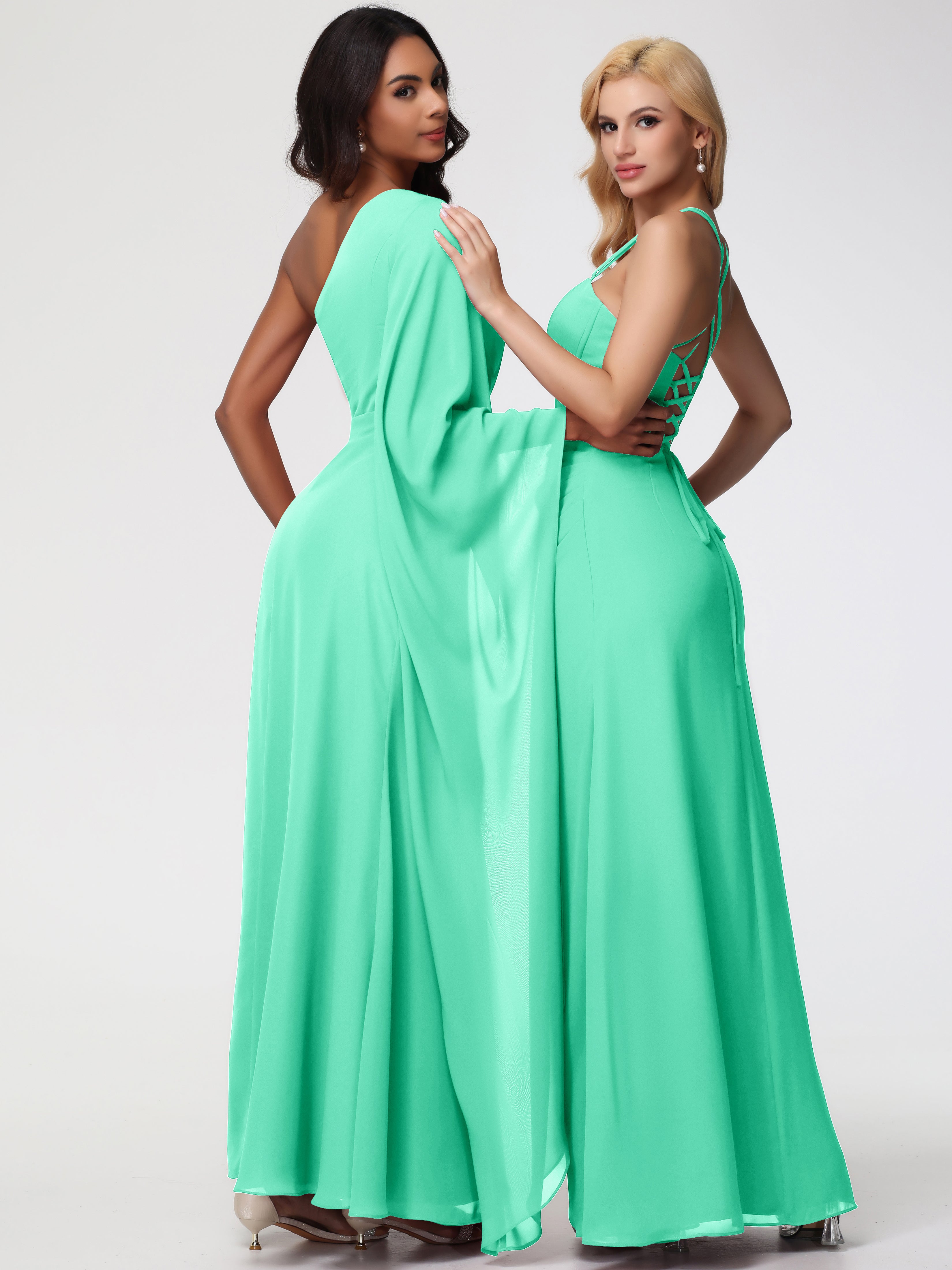One Shoulder A-Line Pleats Floor-Length Chiffon Bridesmaid Dresses (Copy)