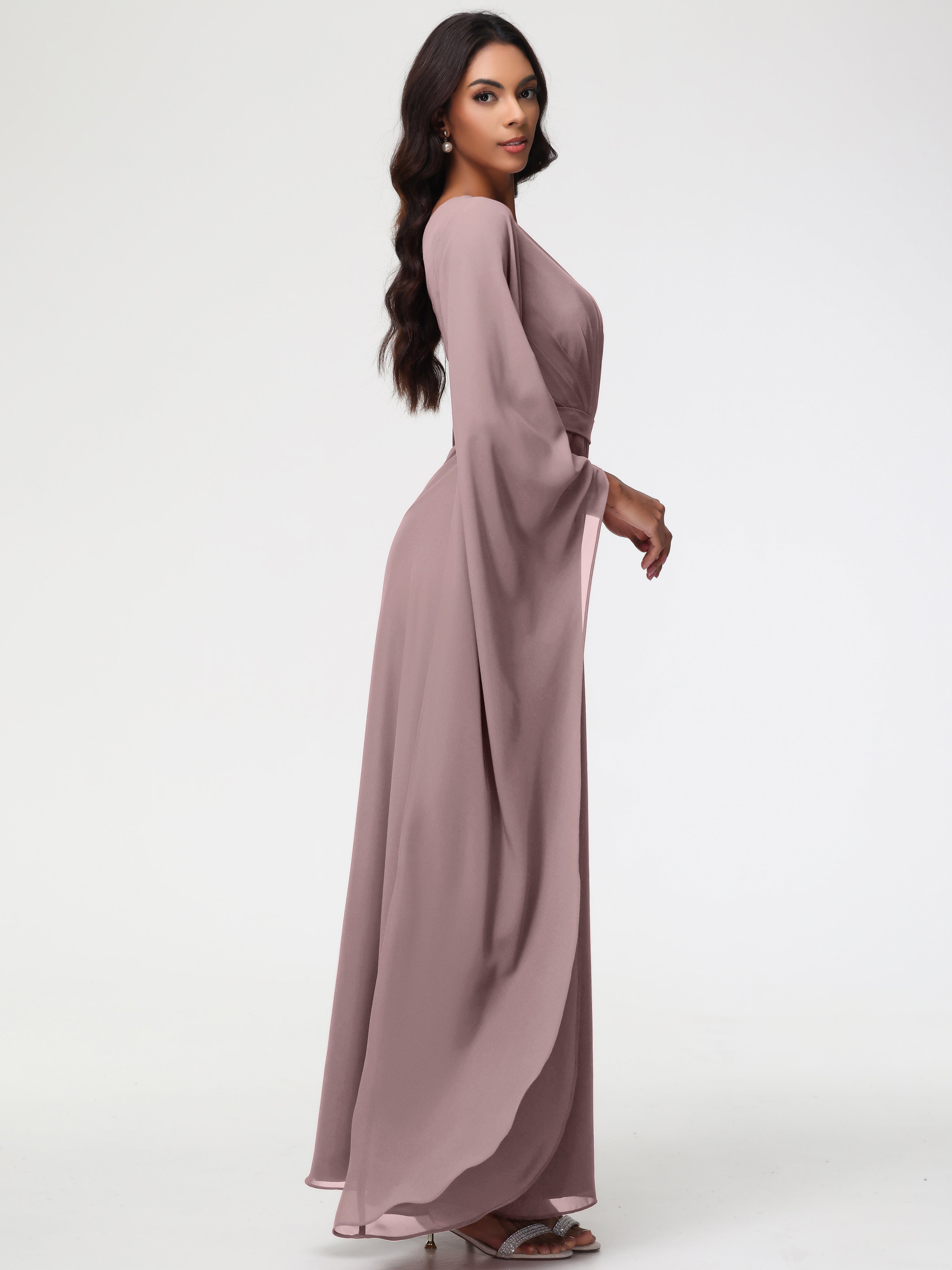 One Shoulder A-Line Pleats Floor-Length Chiffon Bridesmaid Dresses (Copy)
