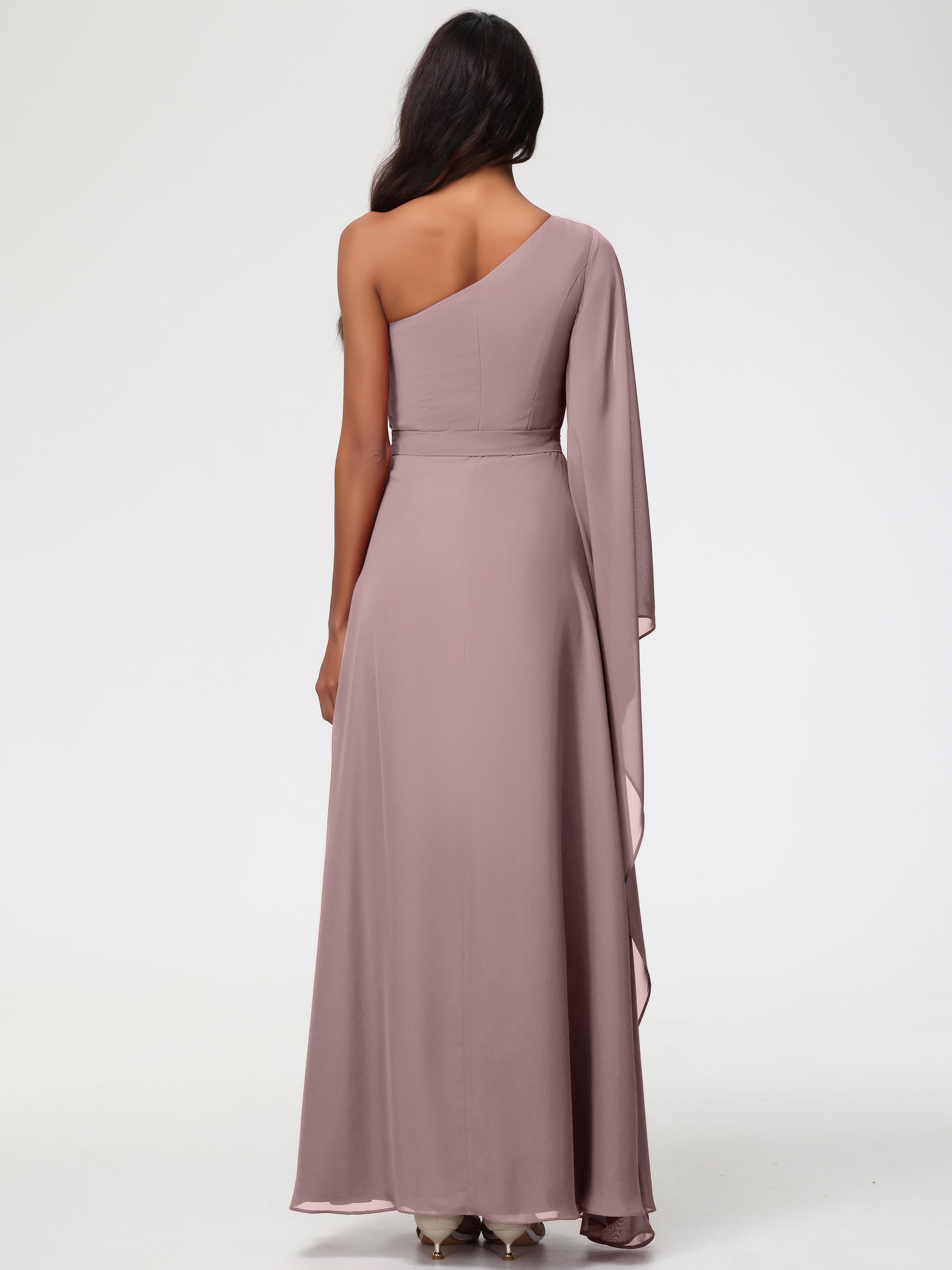 One Shoulder A-Line Pleats Floor-Length Chiffon Bridesmaid Dresses (Copy)