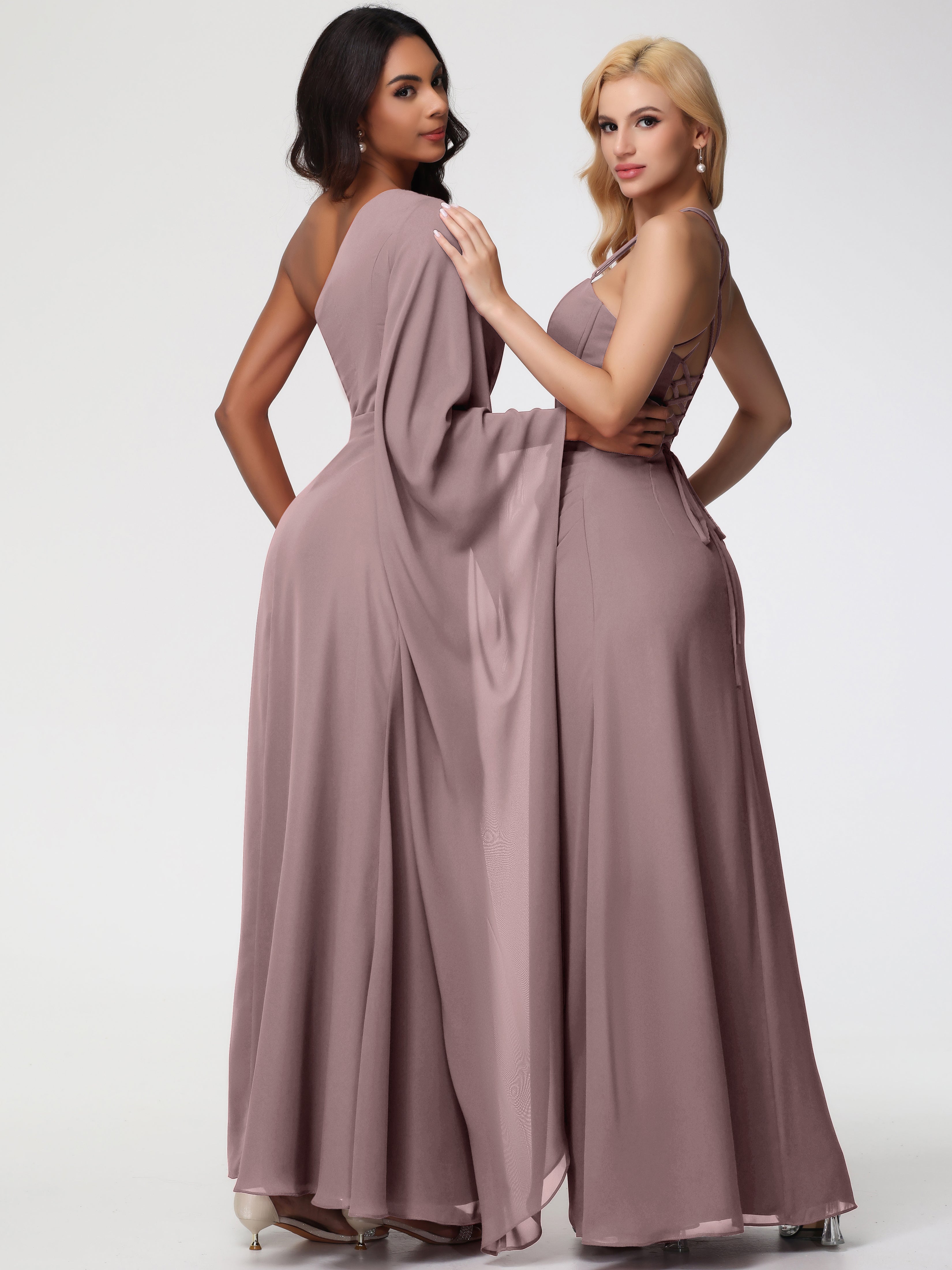 One Shoulder A-Line Pleats Floor-Length Chiffon Bridesmaid Dresses (Copy)