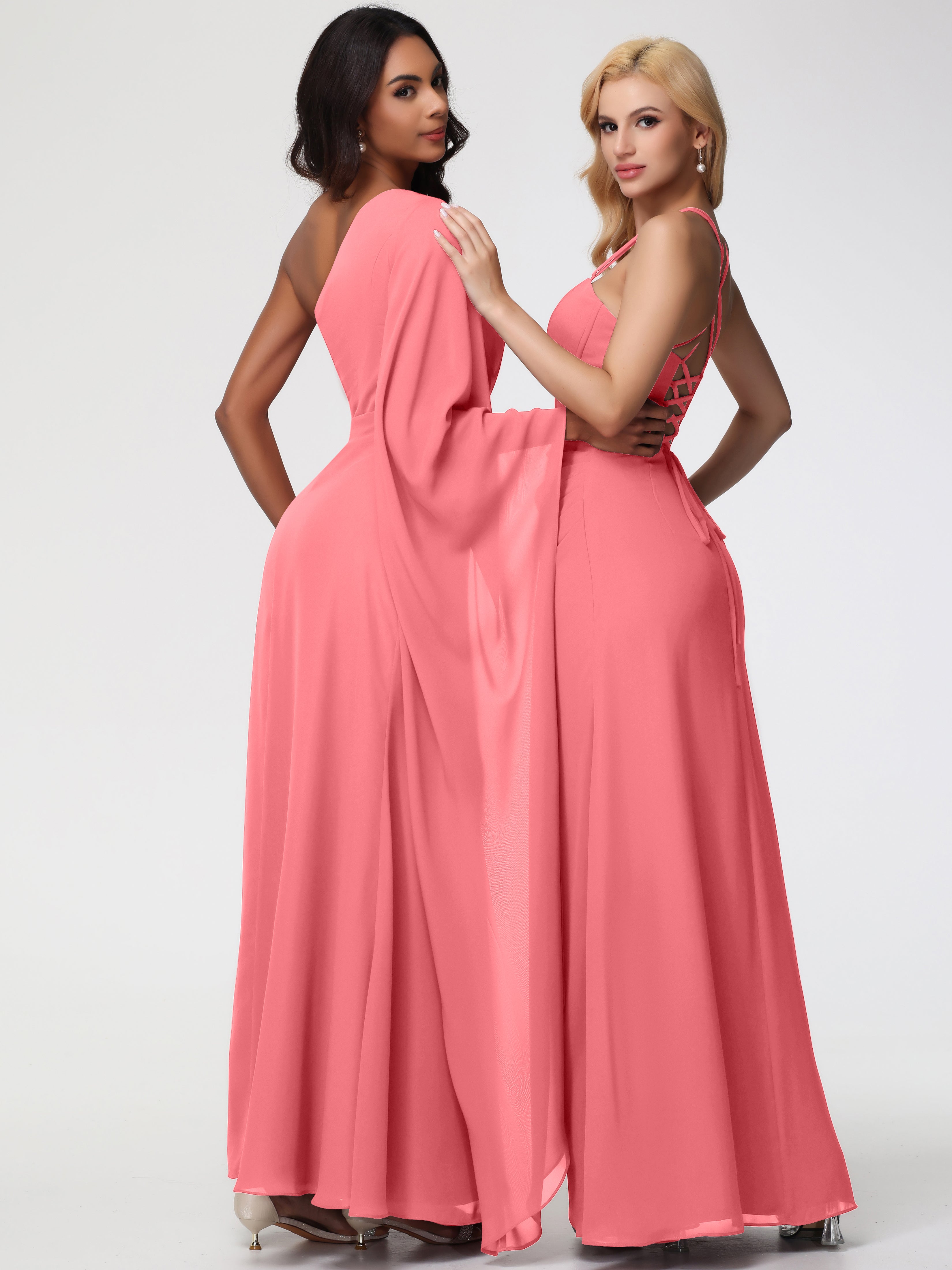 One Shoulder A-Line Pleats Floor-Length Chiffon Bridesmaid Dresses (Copy)