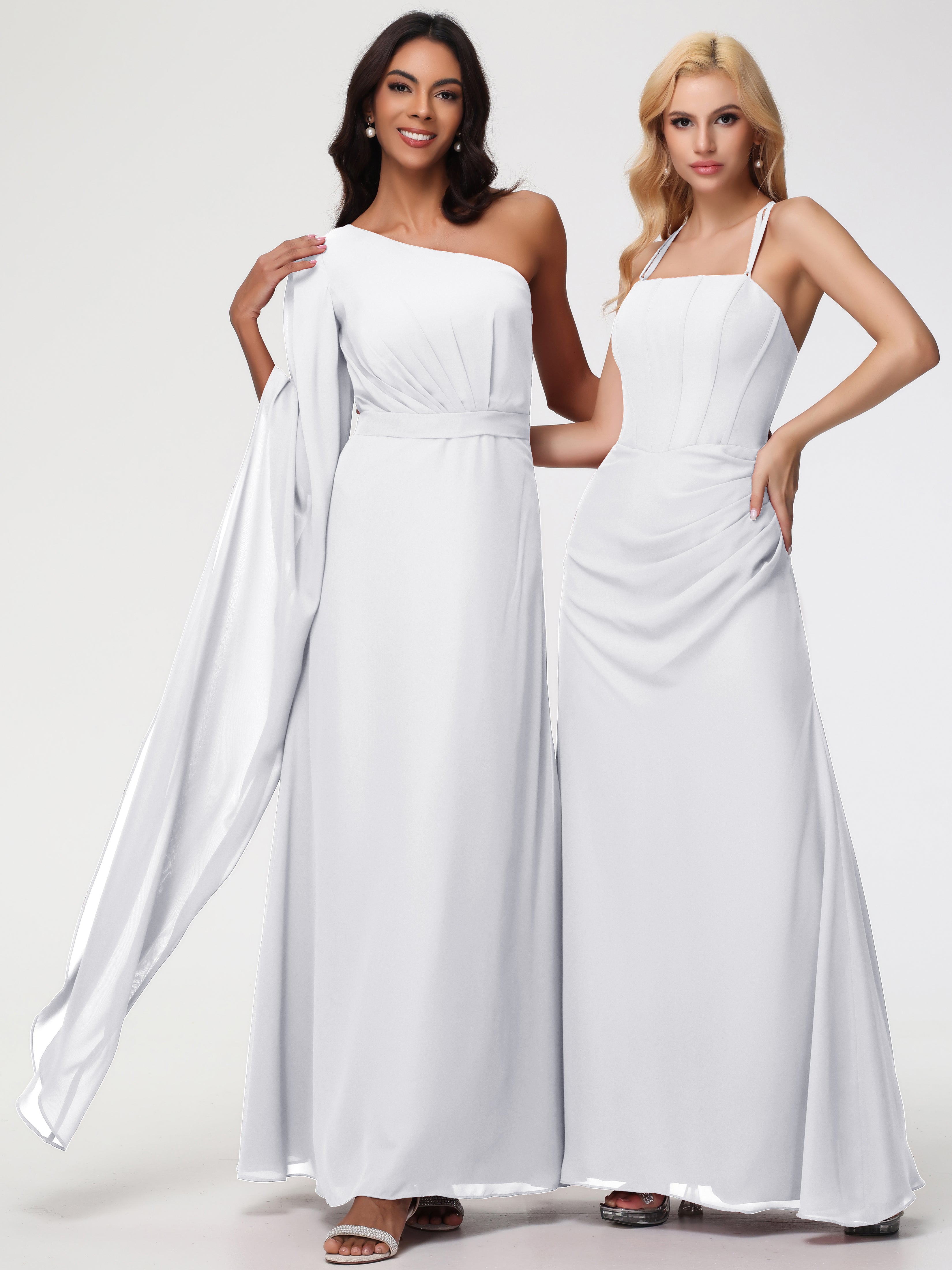 One Shoulder A-Line Pleats Floor-Length Chiffon Bridesmaid Dresses (Copy)