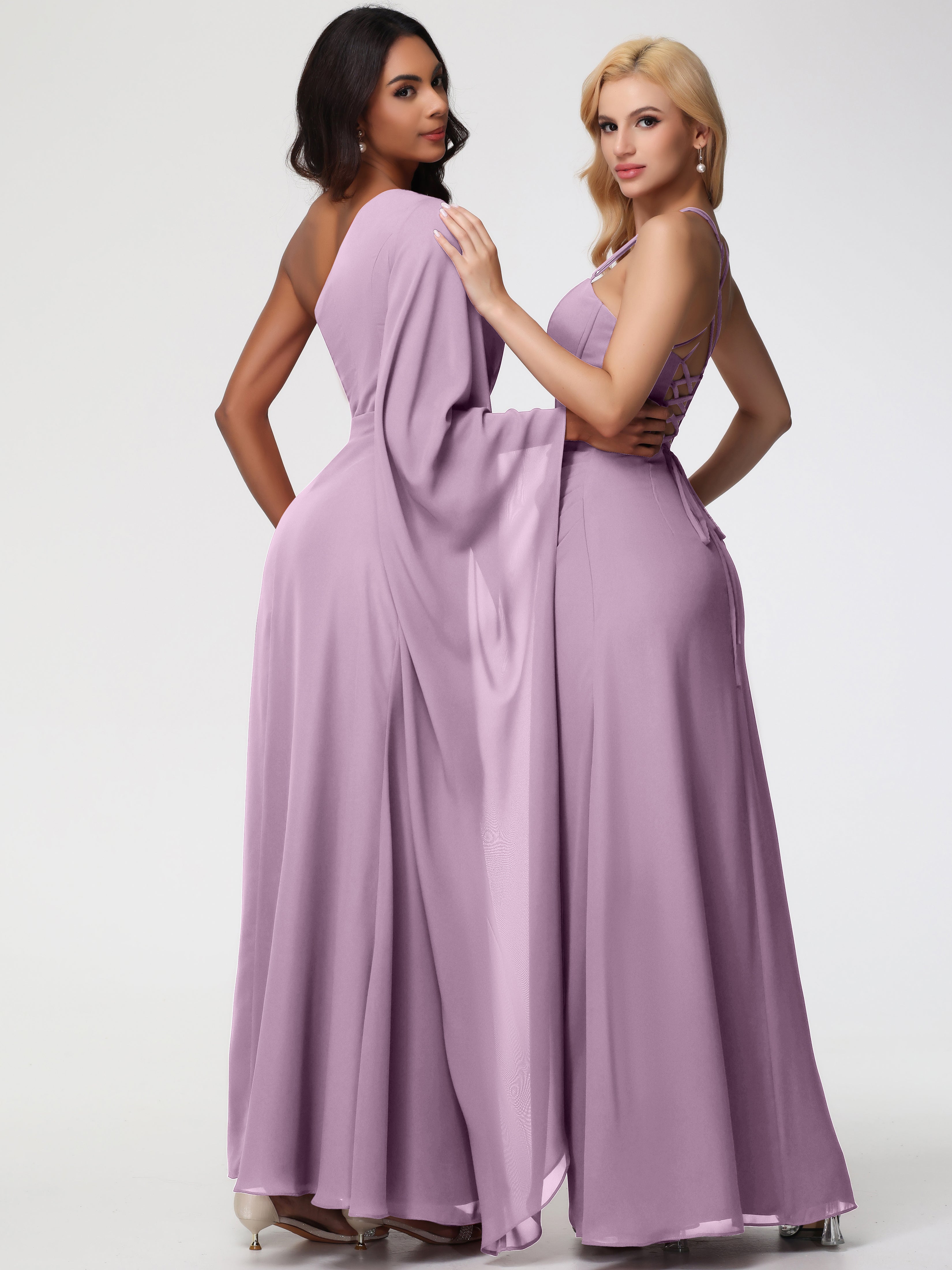 One Shoulder A-Line Pleats Floor-Length Chiffon Bridesmaid Dresses (Copy)