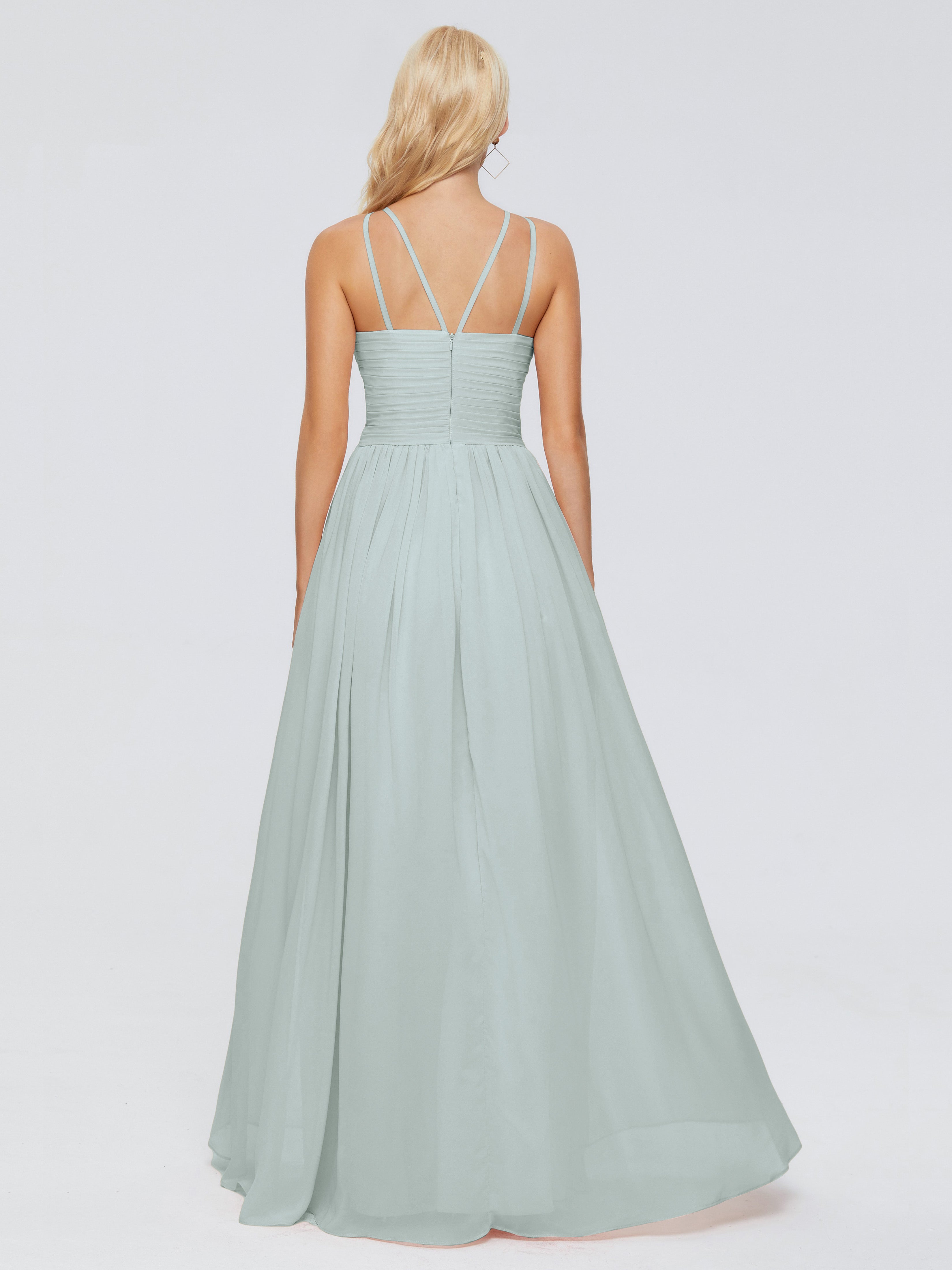 Sara Modest Halter Ruched Chiffon Bridesmaid Dresses