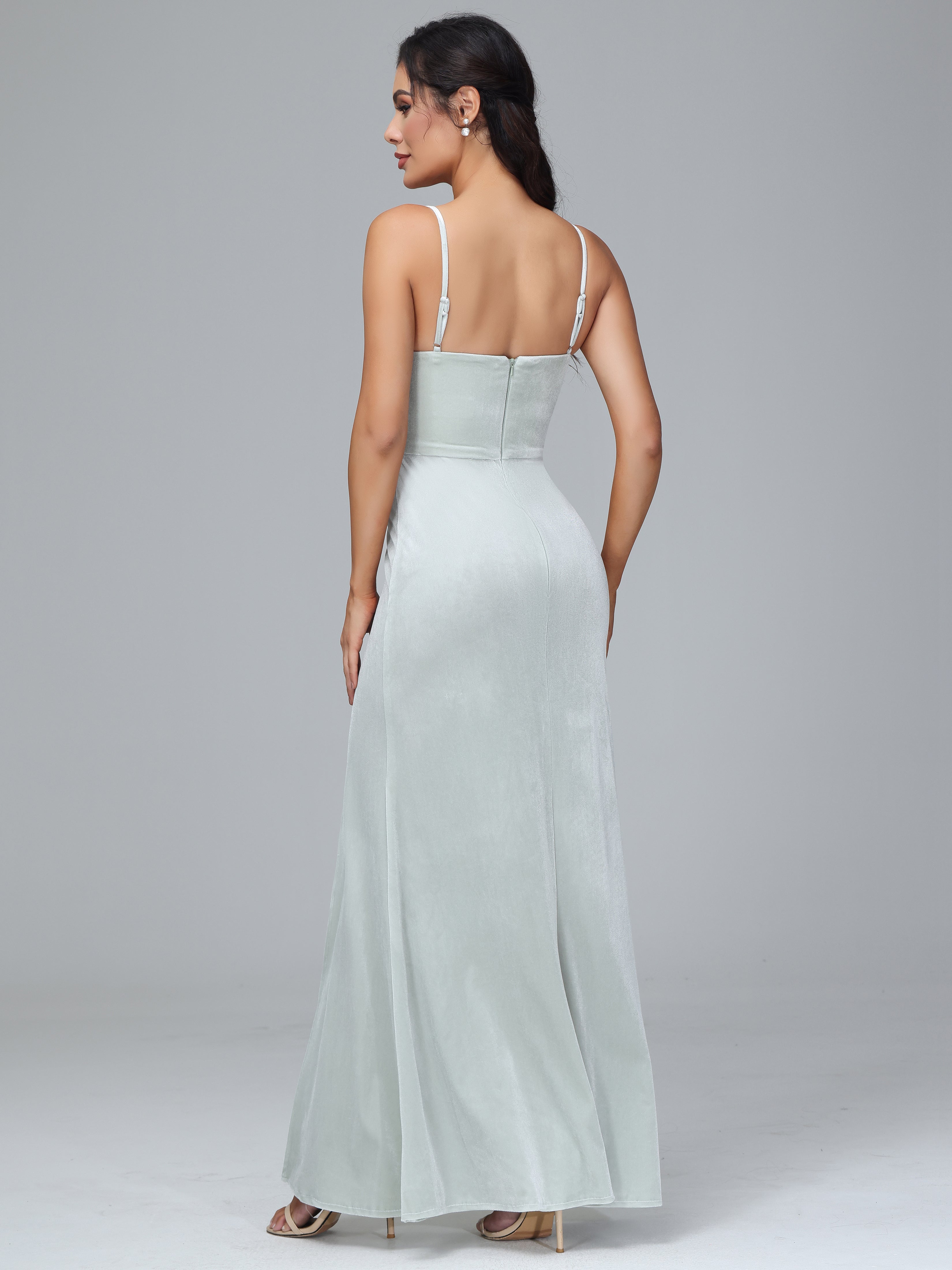 Spaghetti Straps Plus Size Bridesmaid Dresses With Split