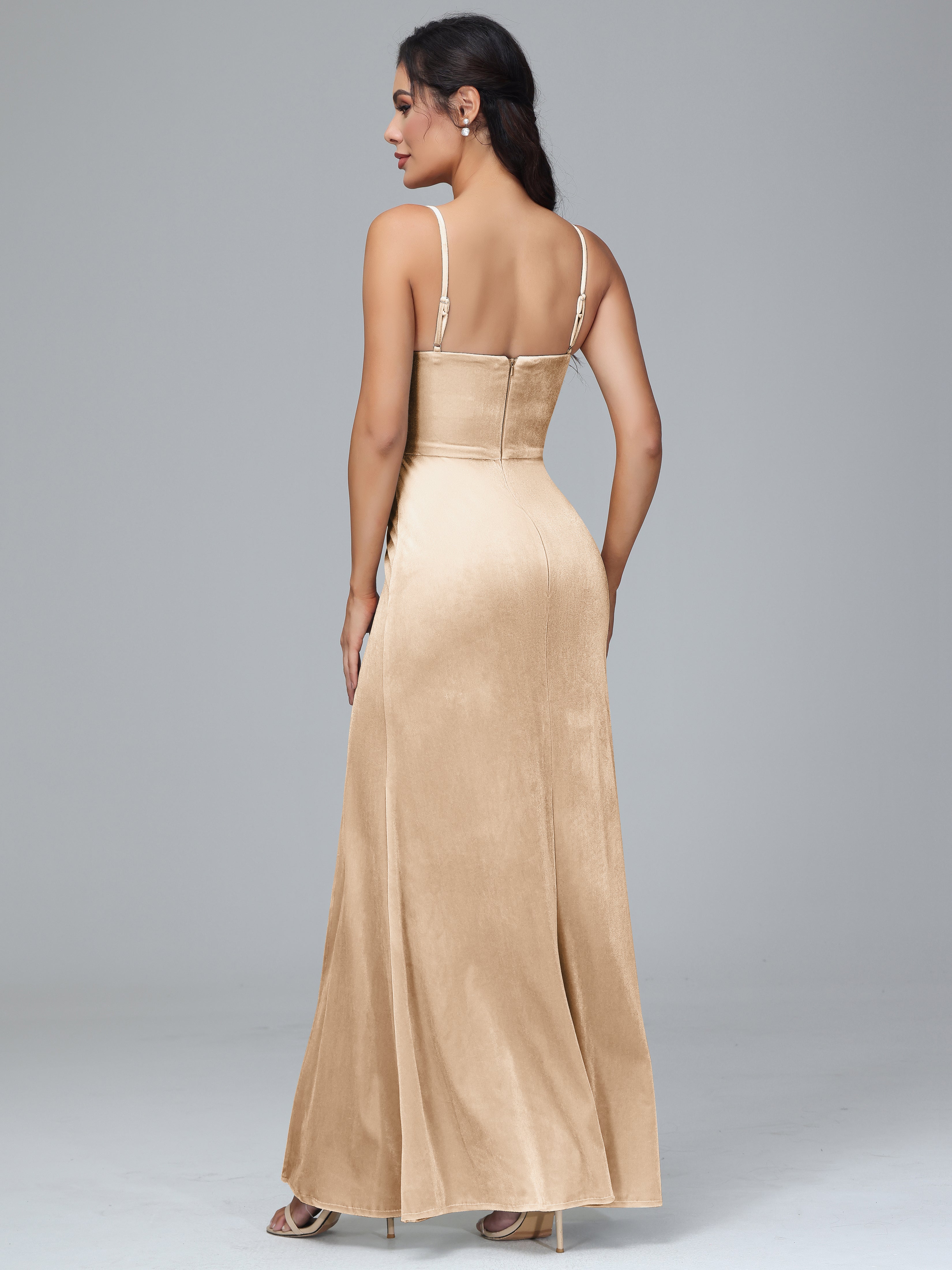 Spaghetti Straps Plus Size Bridesmaid Dresses With Split