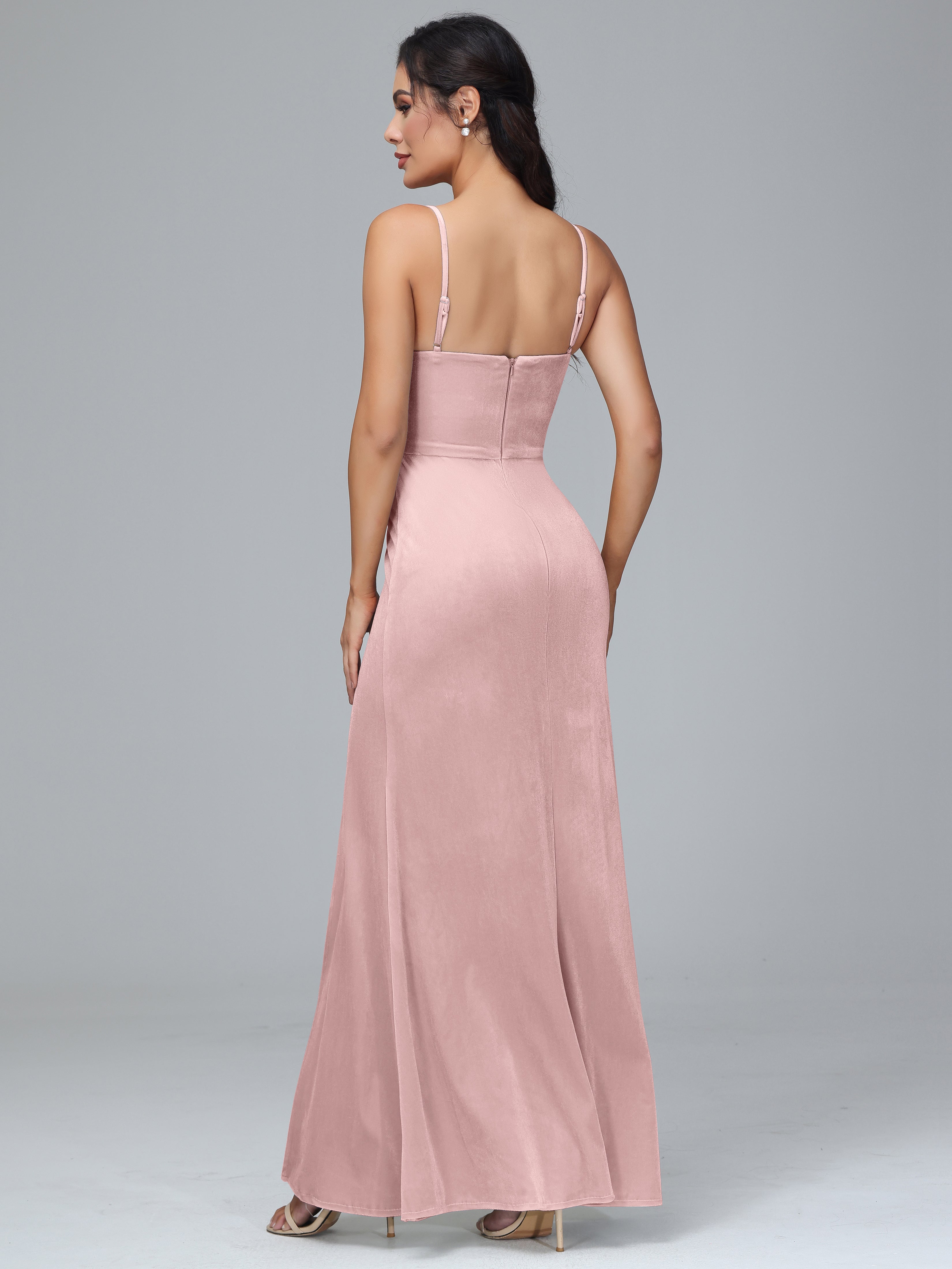 Spaghetti Straps Plus Size Bridesmaid Dresses With Split