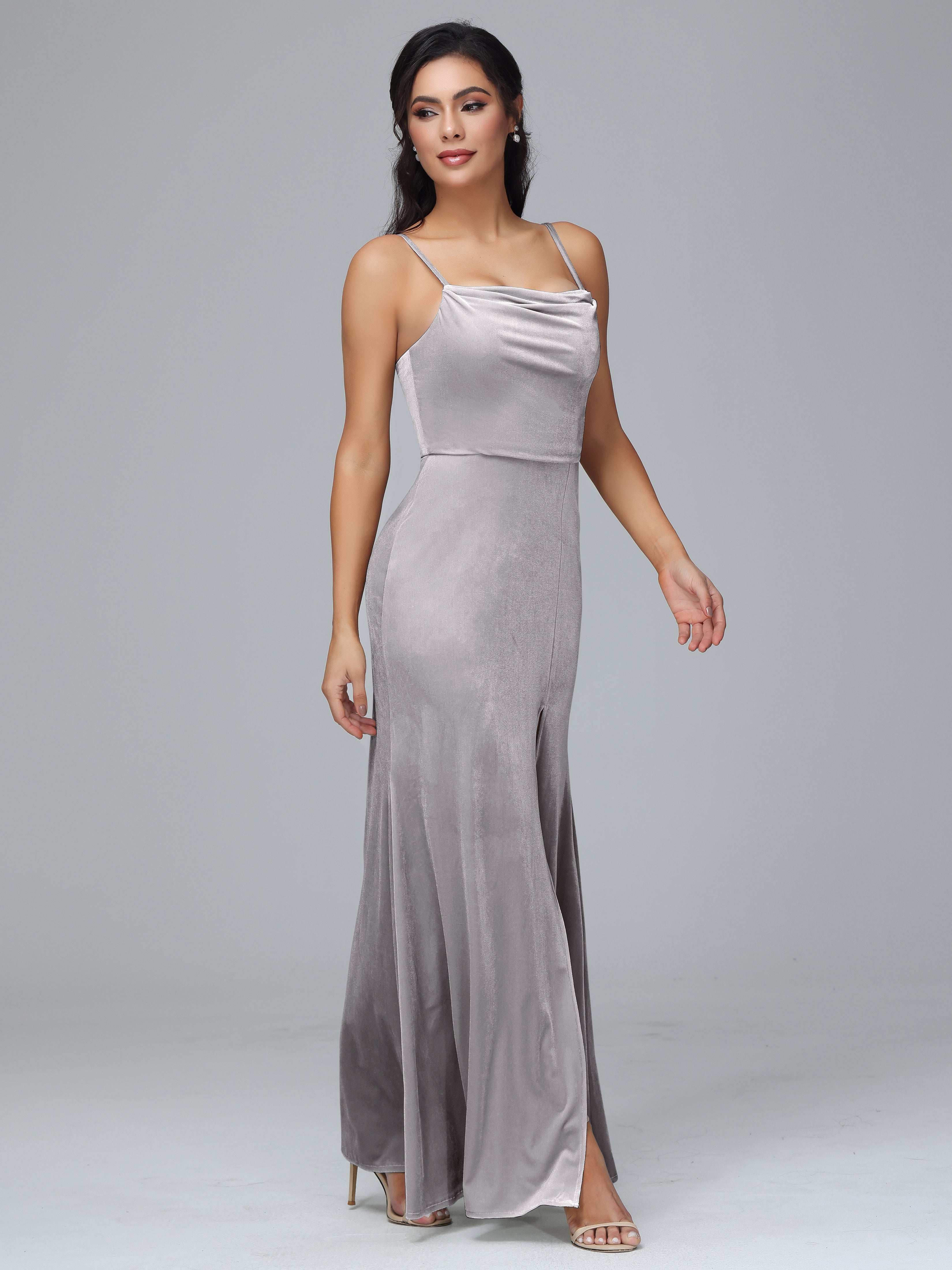 Spaghetti Straps Plus Size Bridesmaid Dresses With Split