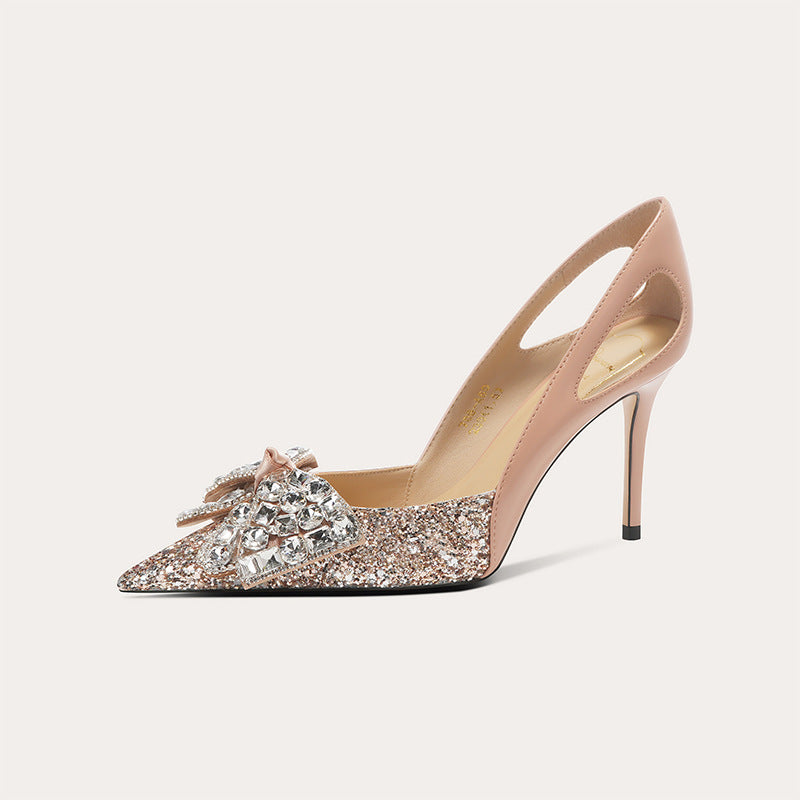 Women's High Heels with Diamonds Bridesmaid Shoes