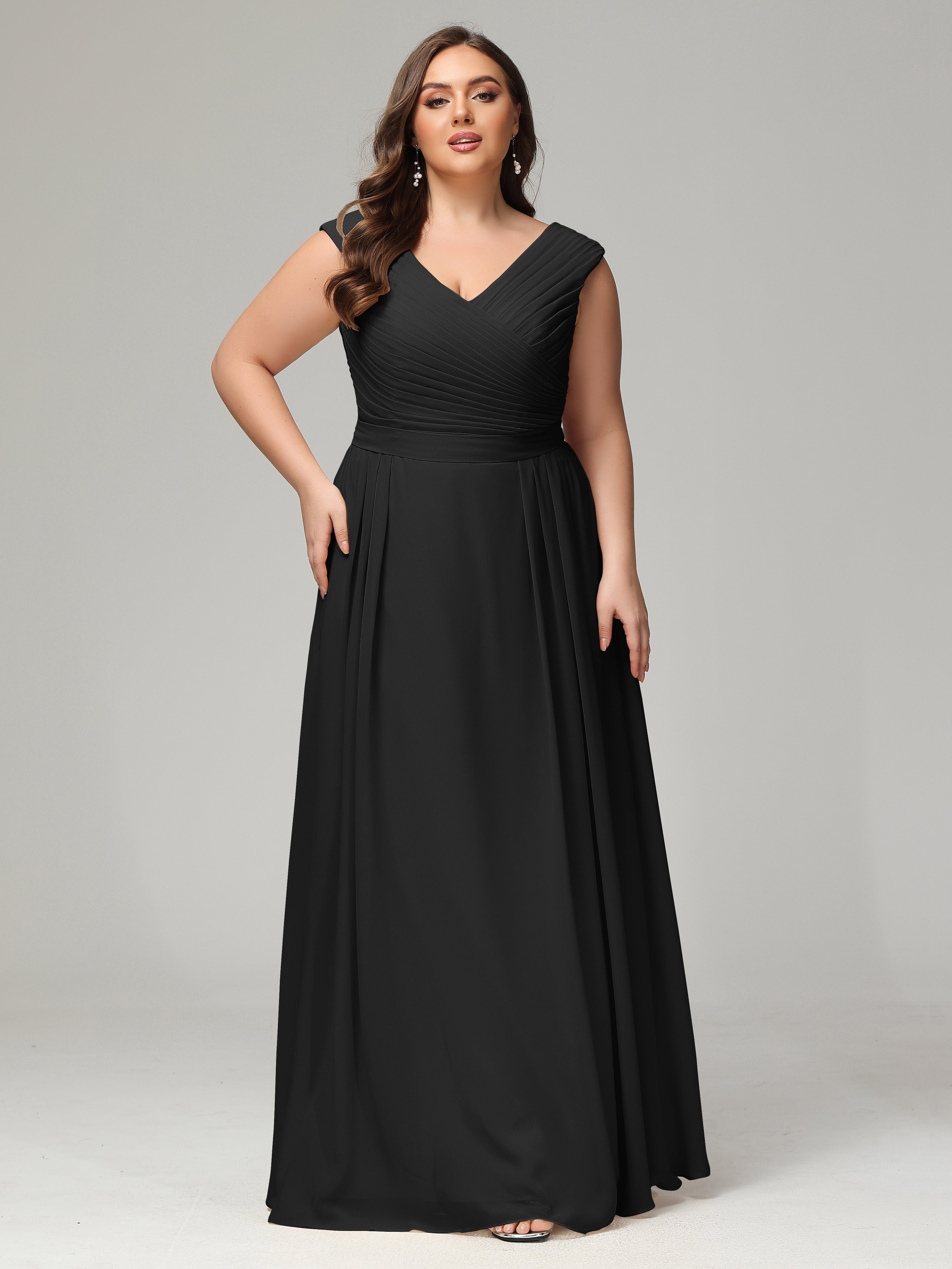 Black chiffon maxi dress plus size best sale