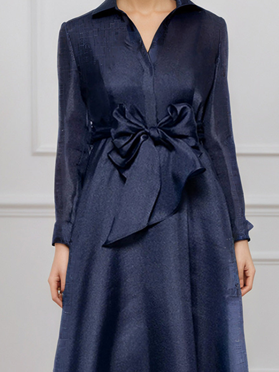 Cicinia Black Mother Of The Bride Dresses Satin V-Neck Long Sleeves A-Line with Belt Evening Dresses