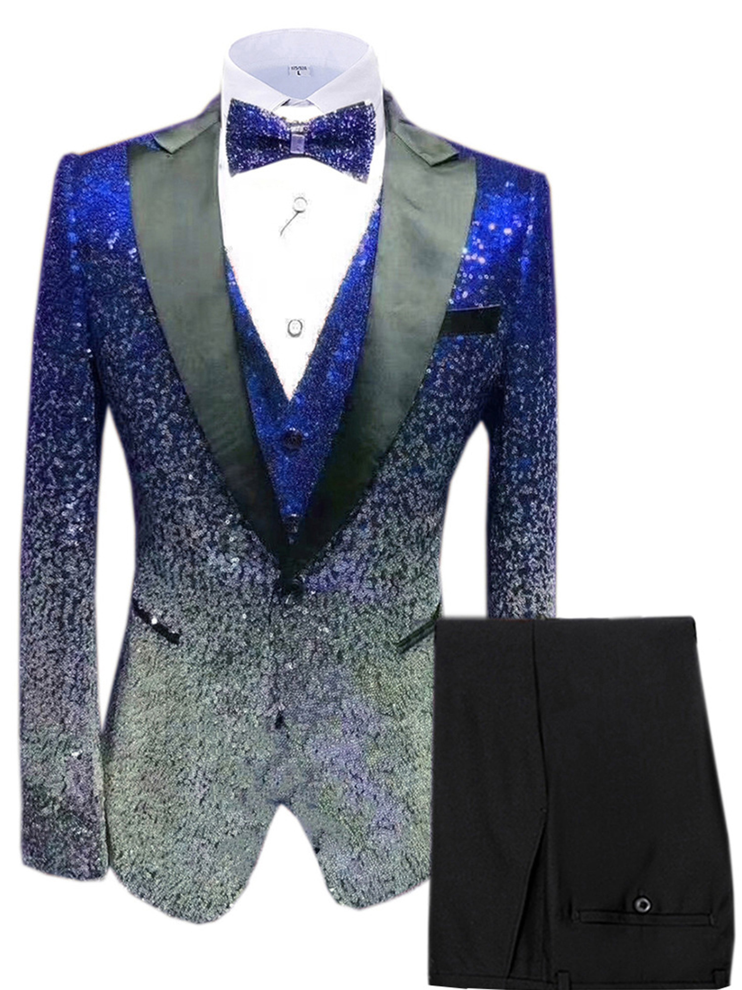 Sequins 3 Pieces Men's Suits  Wedding Suit Set