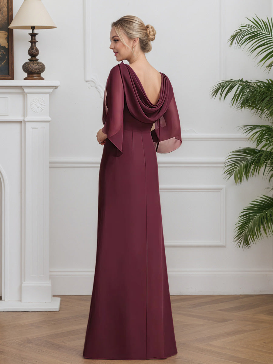 Cicinia Mulberry Mother Of The Bride Dresses Chiffon Jewel Sheath Beading Floor Length