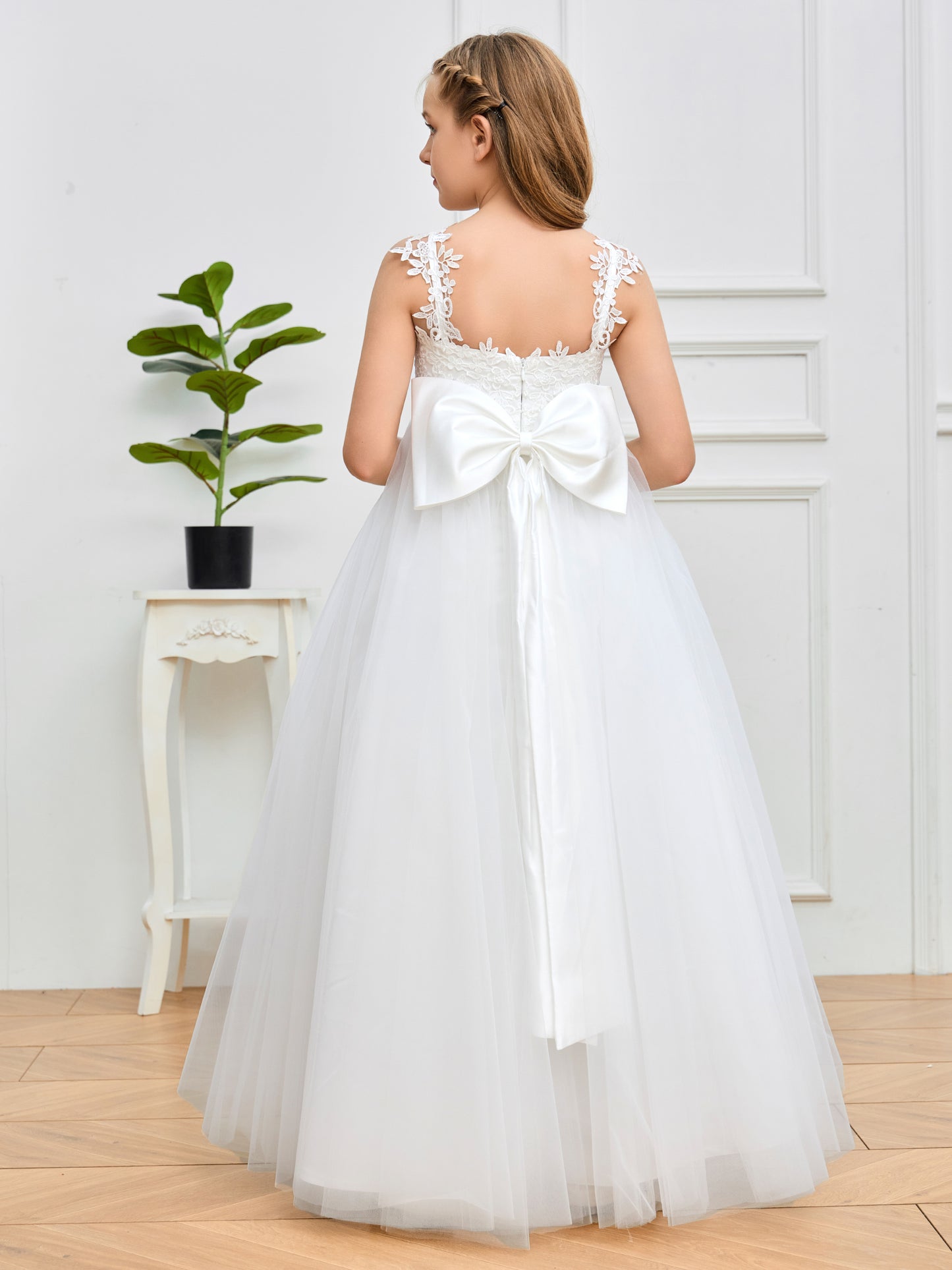 Bowknot Sleeveless Junior Bridesmaid Dress