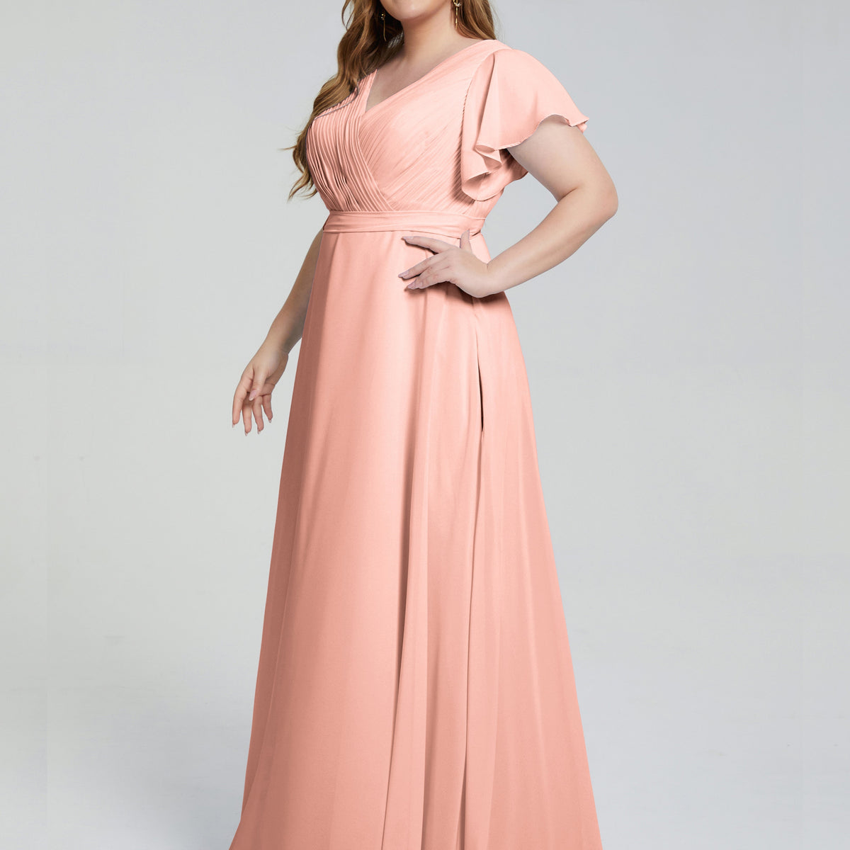 coral bridesmaid dresses Charming Long Chiffon A-Line Halter – BIZTUNNEL this sheath/column bridesmaid dress exudes elegance Peach Bridesmaid Coral Bridesmaid Dresses