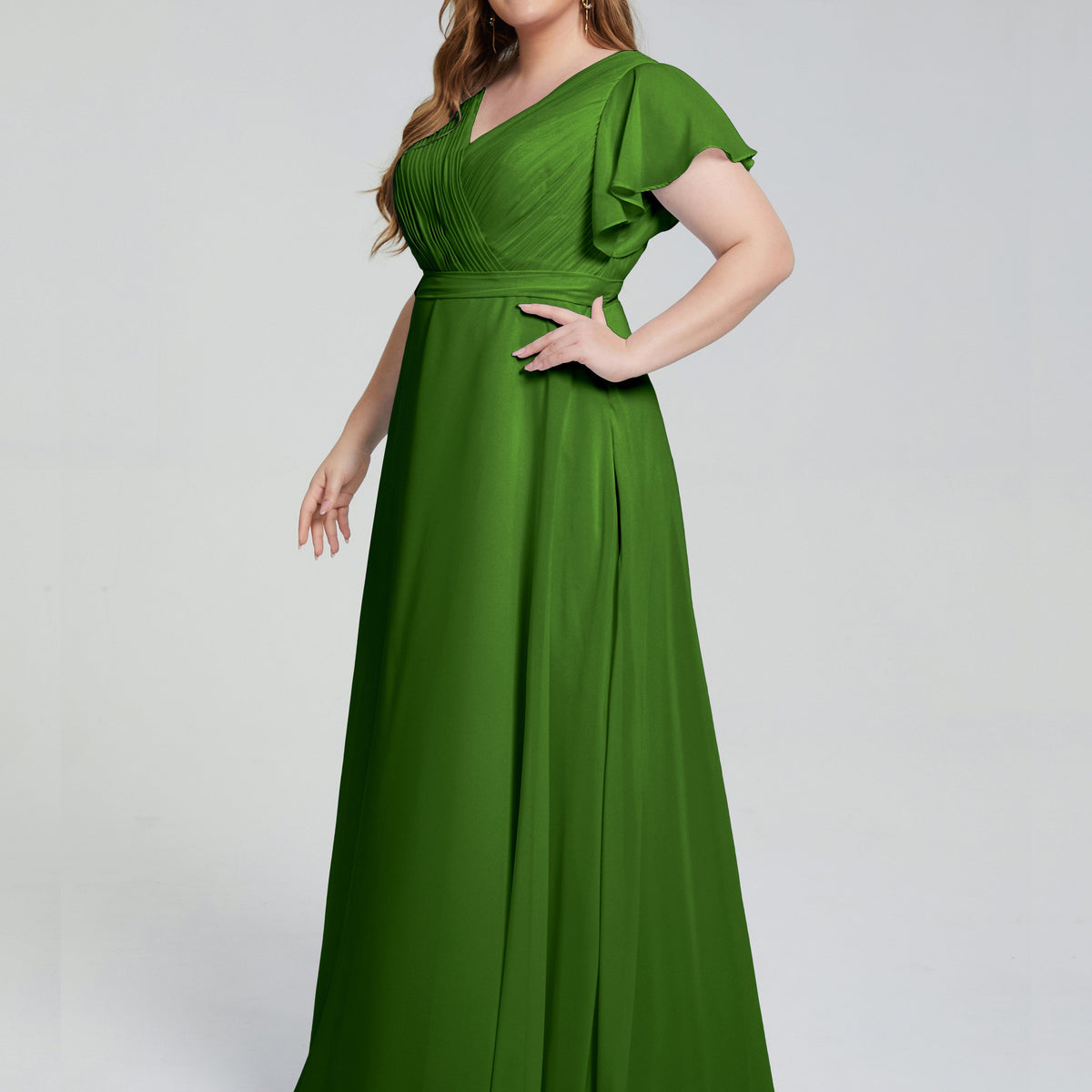 Moss Green Bridesmaid Dresses Long Bridesmaid Dresses With Short Sleev