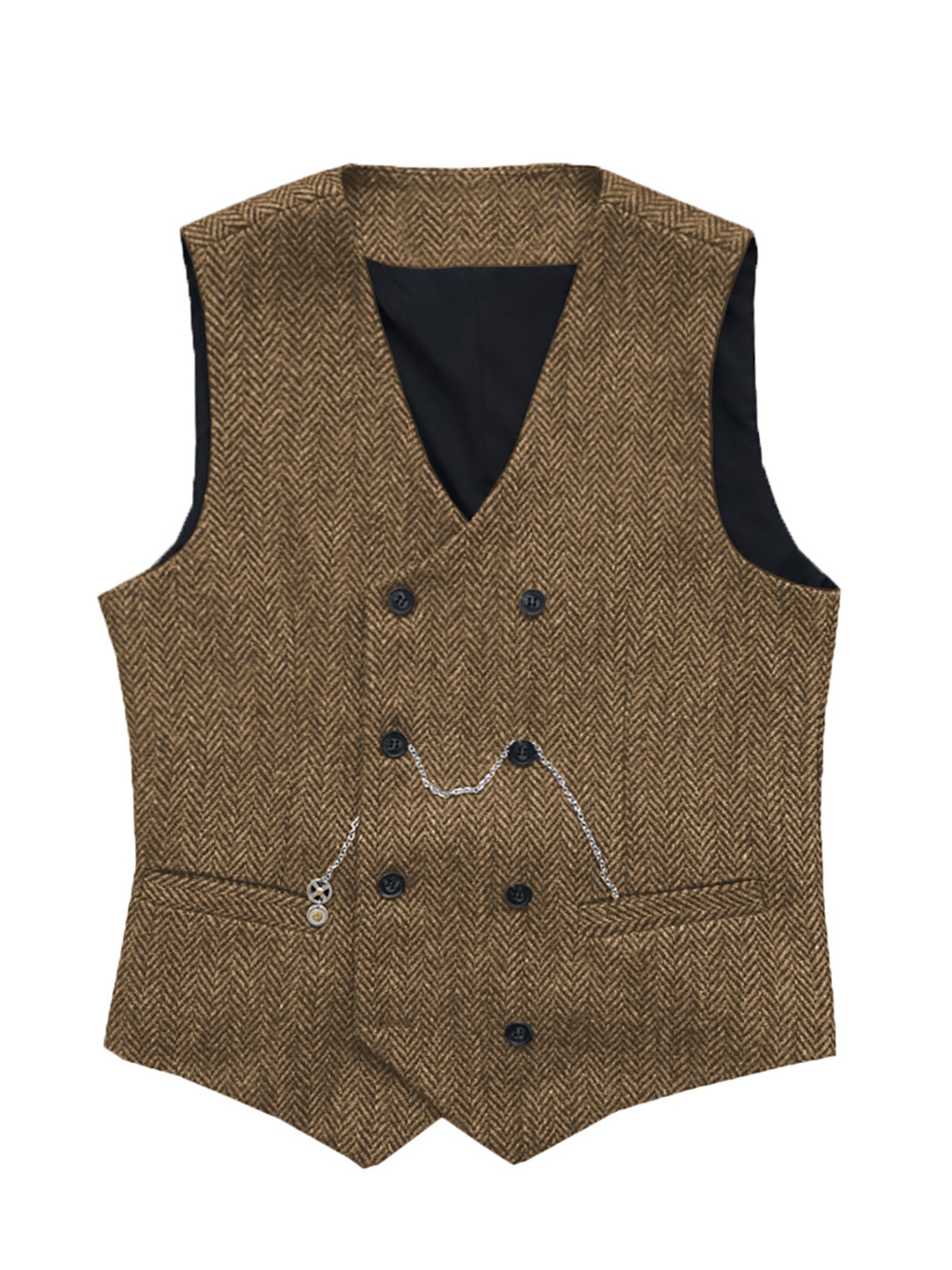 Vest Men's Suit Vest Standing Collar Herringbone Vest