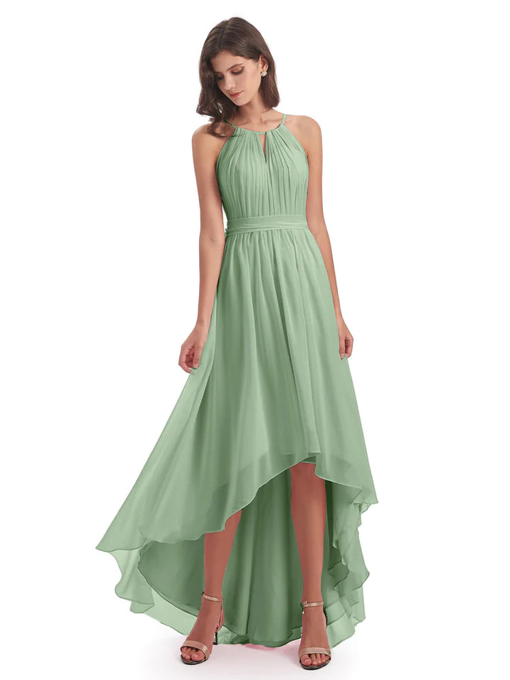 Cicinia Floor Length Chiffon Dusty Sage Bridesmaid Dresses Long A-line V-neck Pleats main image 0