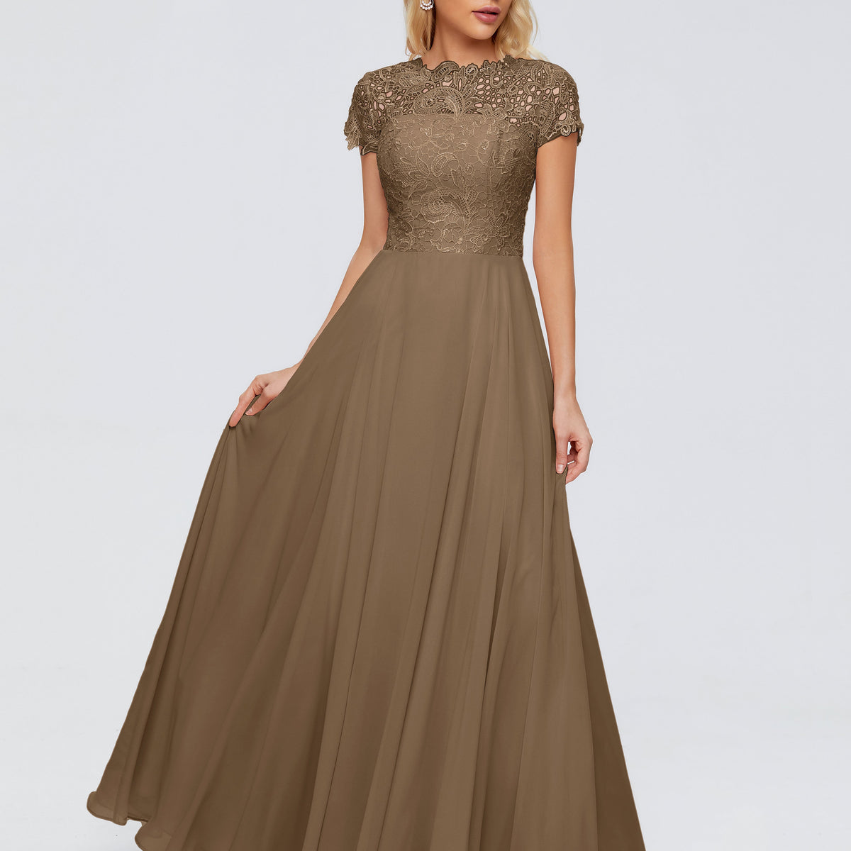 Bridesmaid Dresses Mocha Rose Charming Scoop Chiffon Bridesmaid Dresse