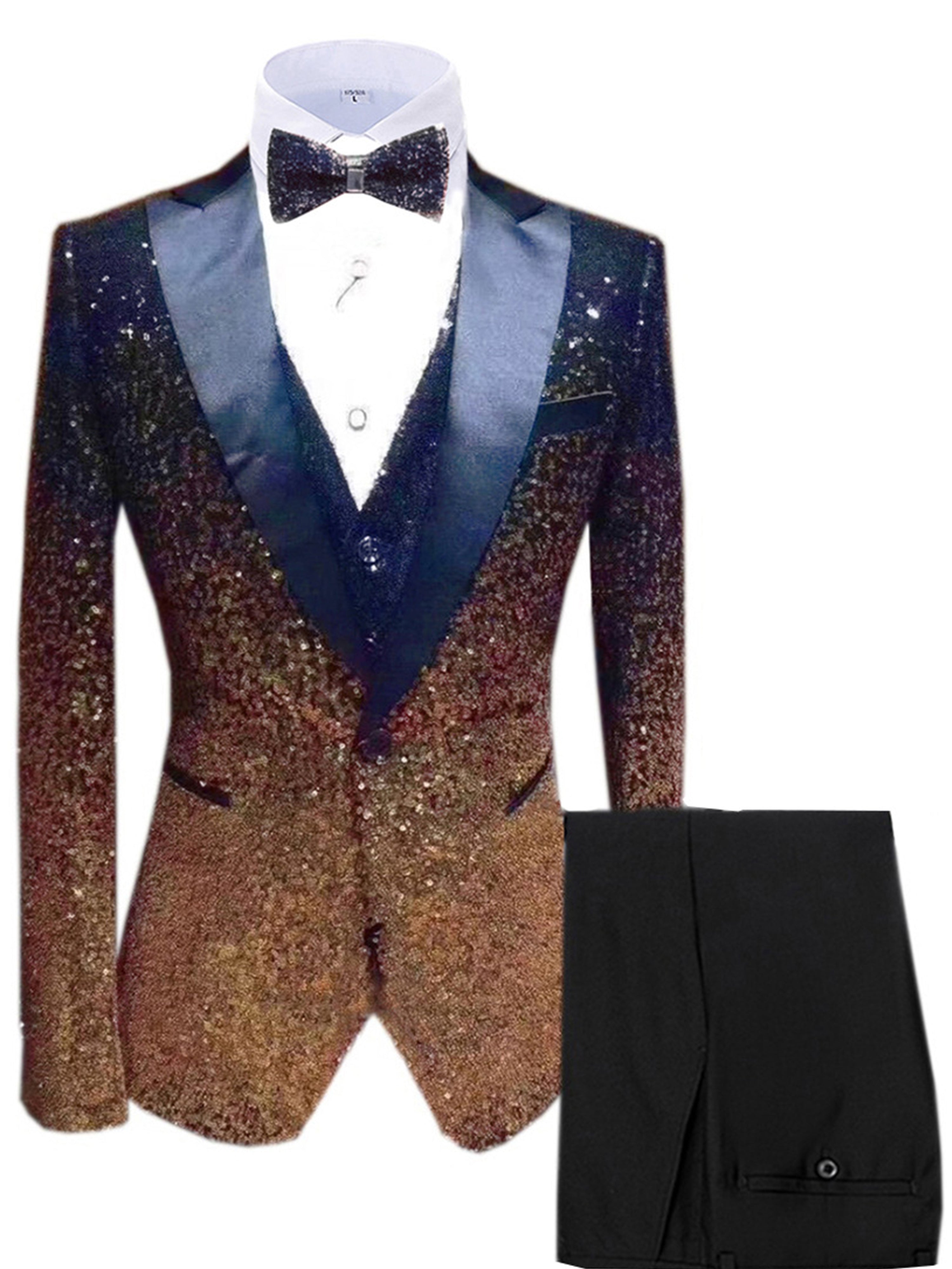 Sequins 3 Pieces Men's Suits  Wedding Suit Set