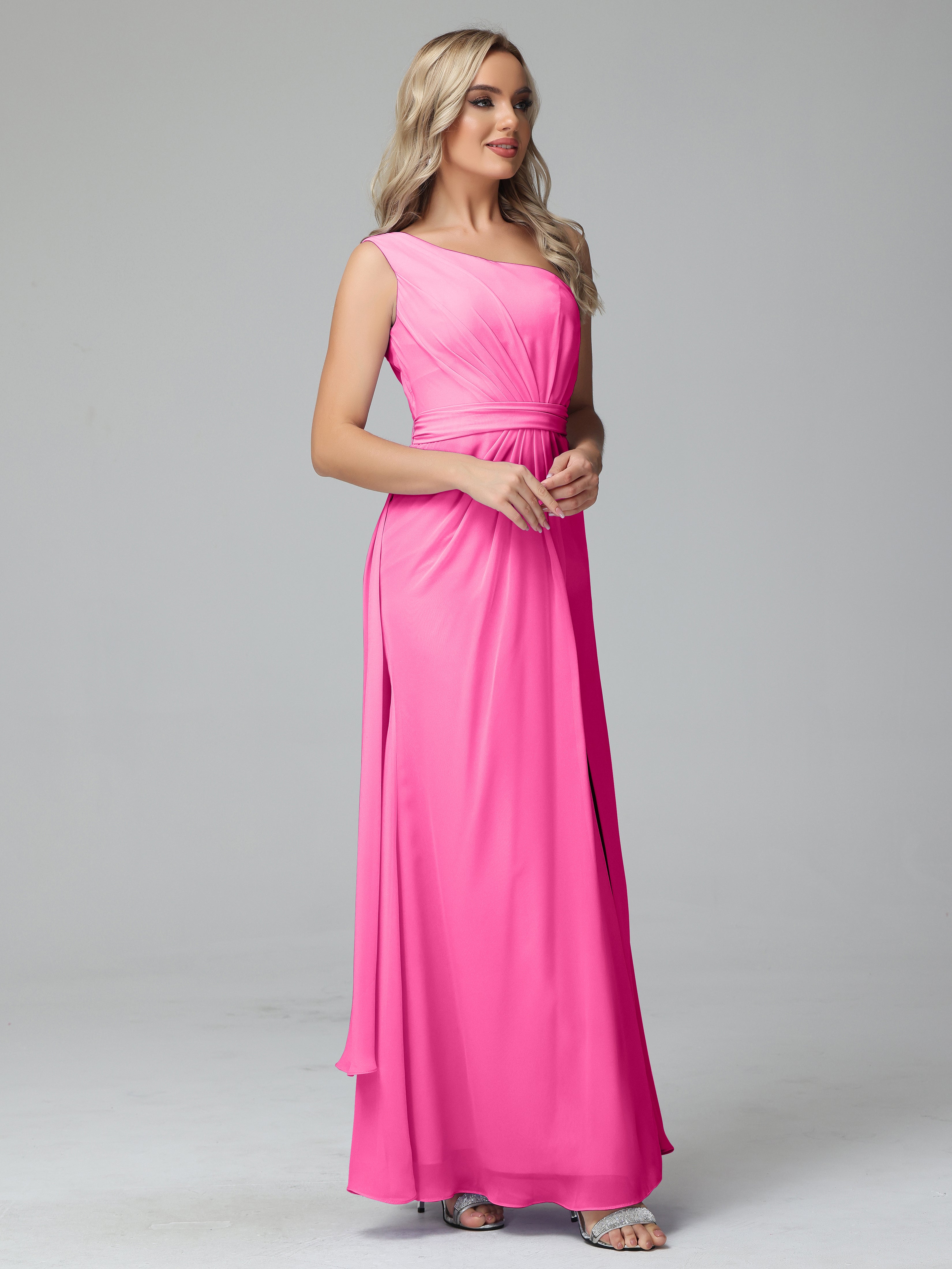 Daphne One Shoulder Chiffon Bridesmaid Dresses With Split