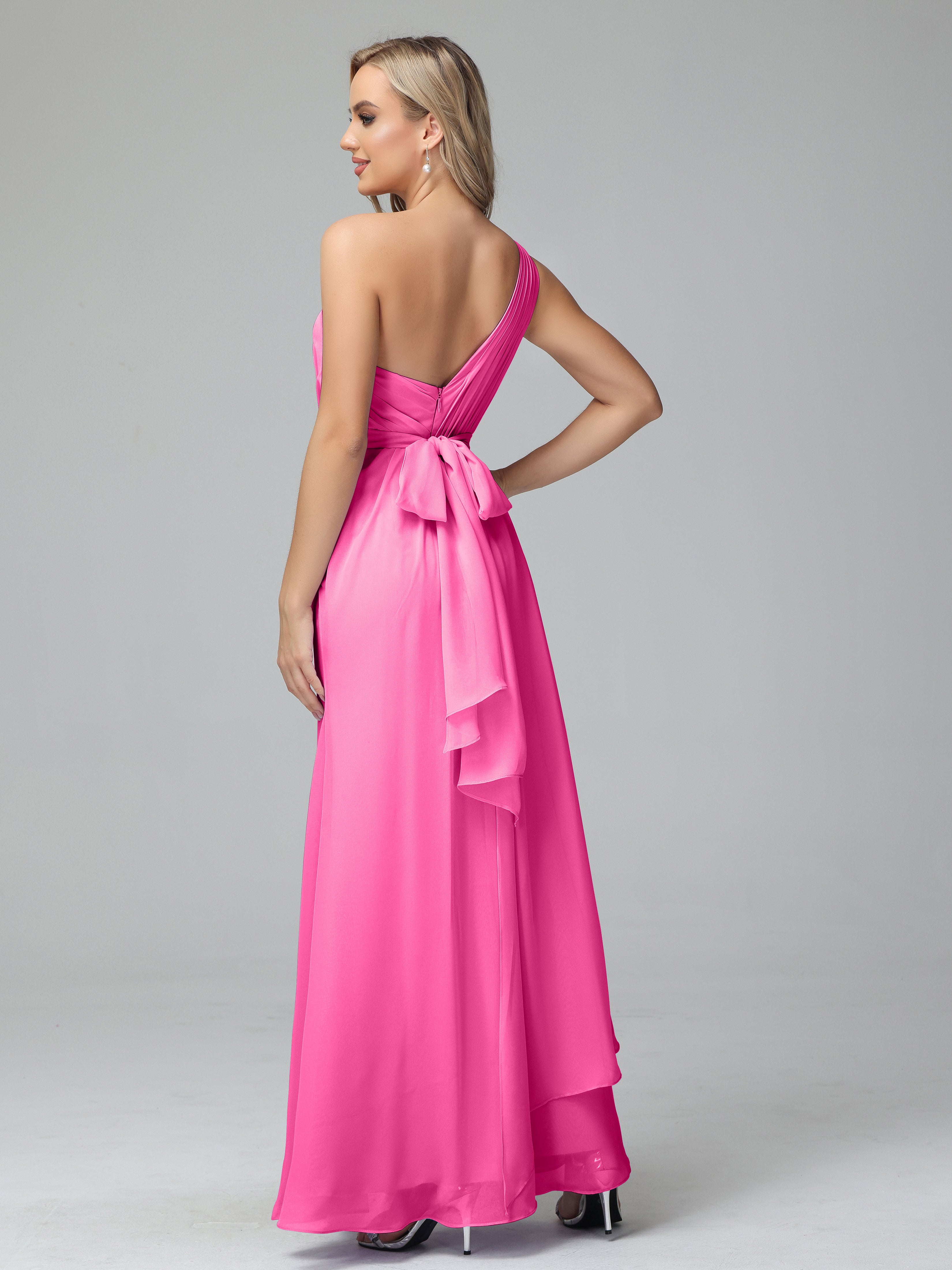 Daphne One Shoulder Chiffon Bridesmaid Dresses With Split