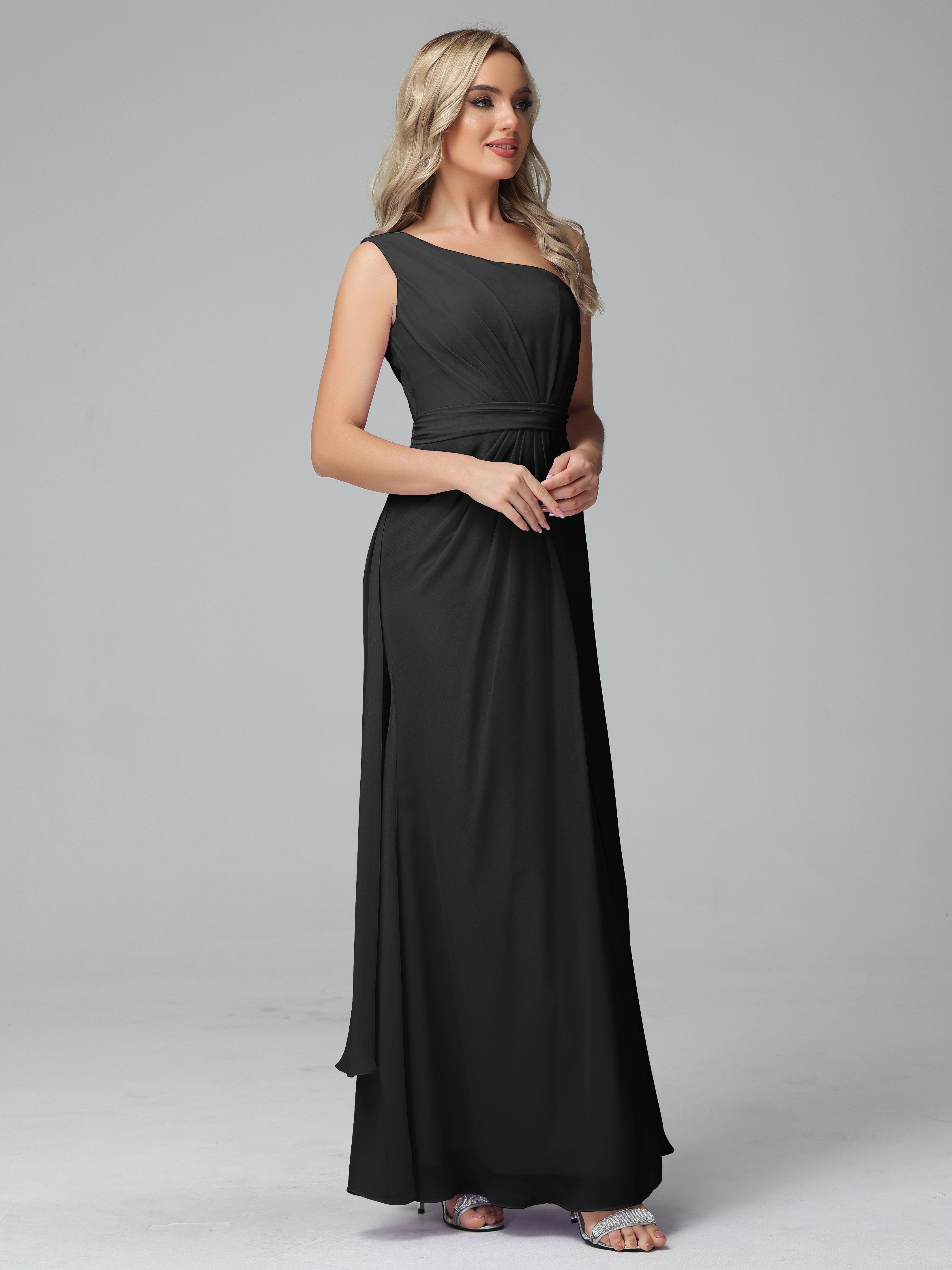 Daphne One Shoulder Chiffon Bridesmaid Dresses With Split