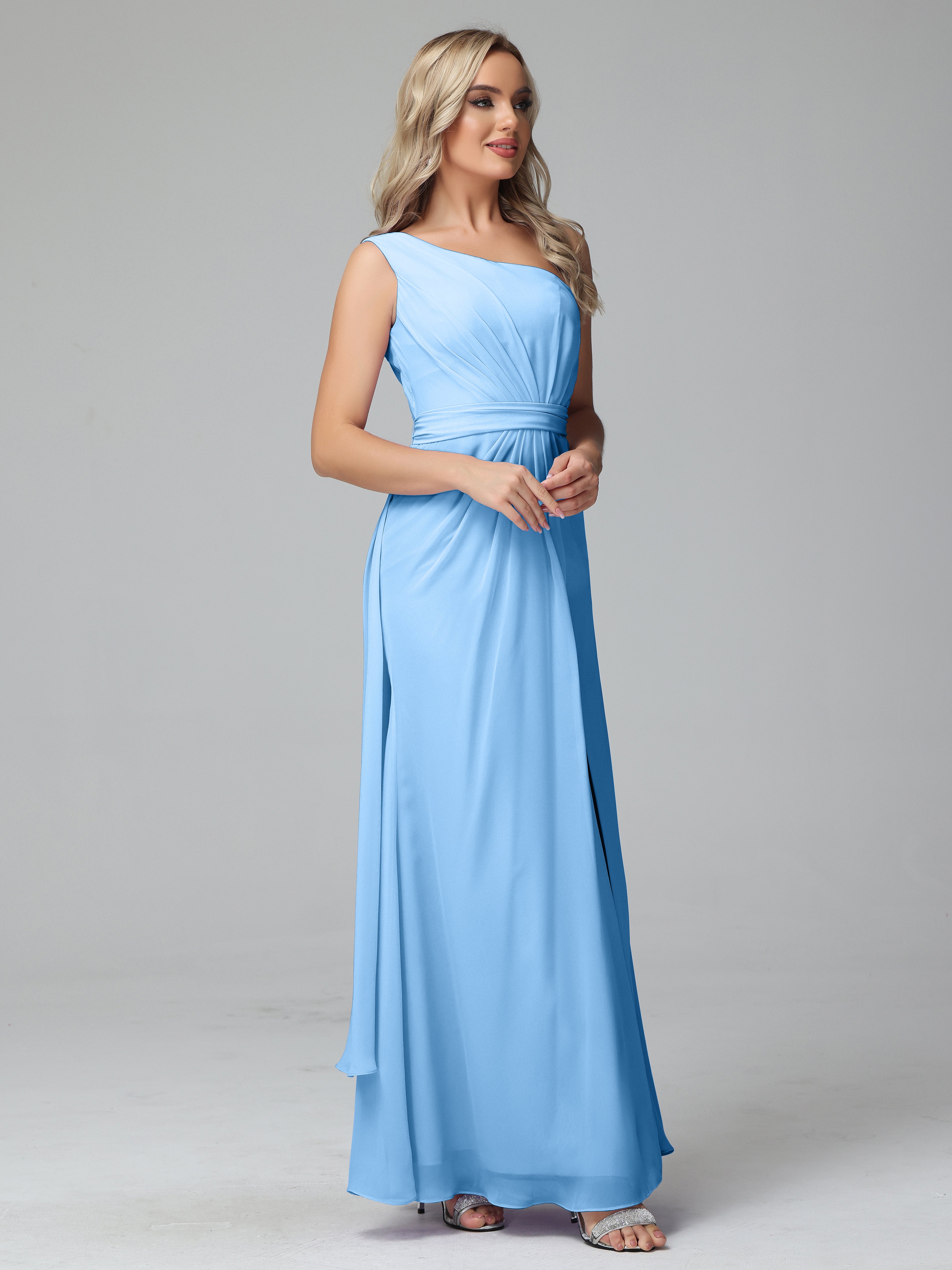 Daphne One Shoulder Chiffon Bridesmaid Dresses With Split