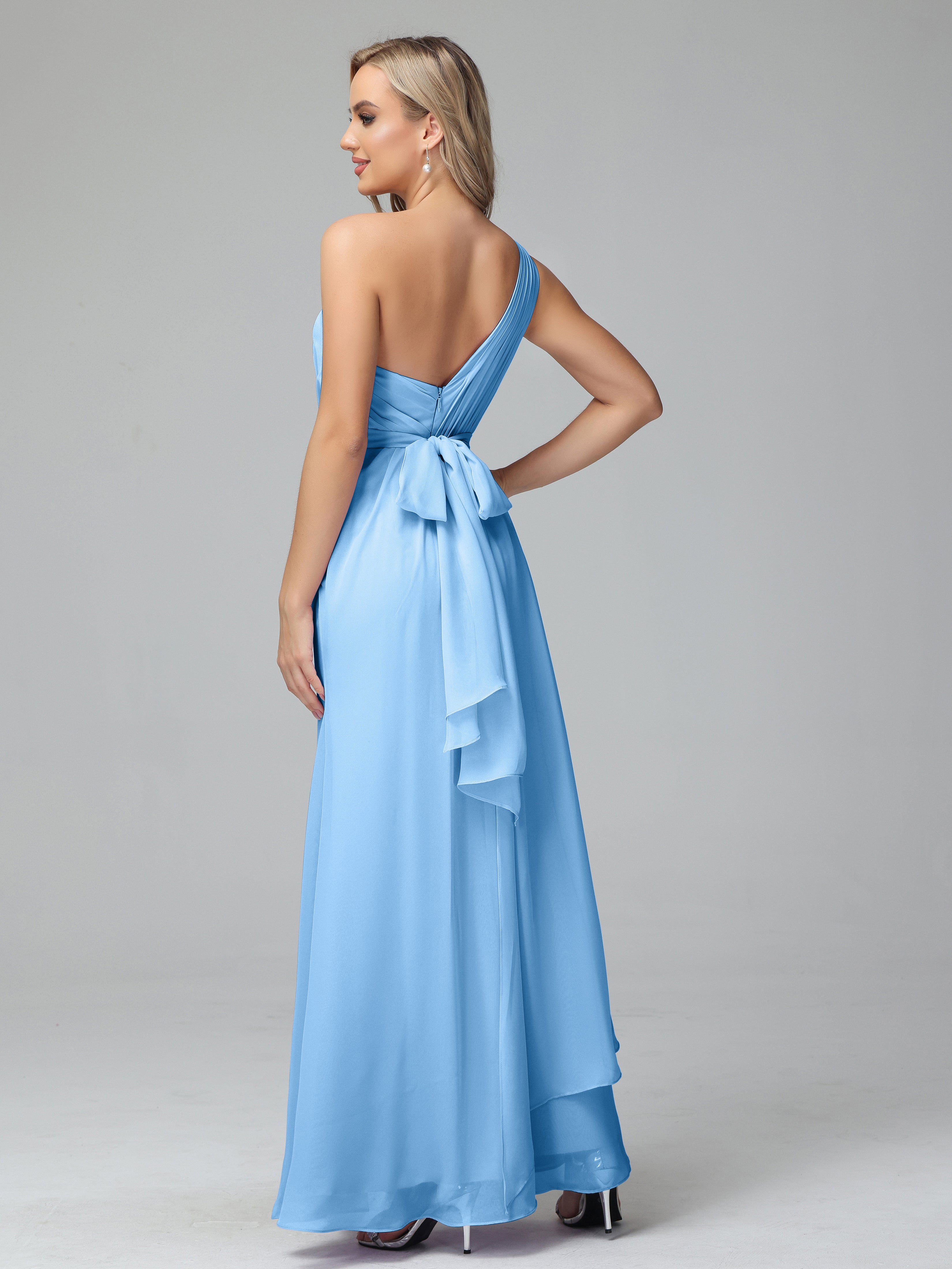 Daphne One Shoulder Chiffon Bridesmaid Dresses With Split