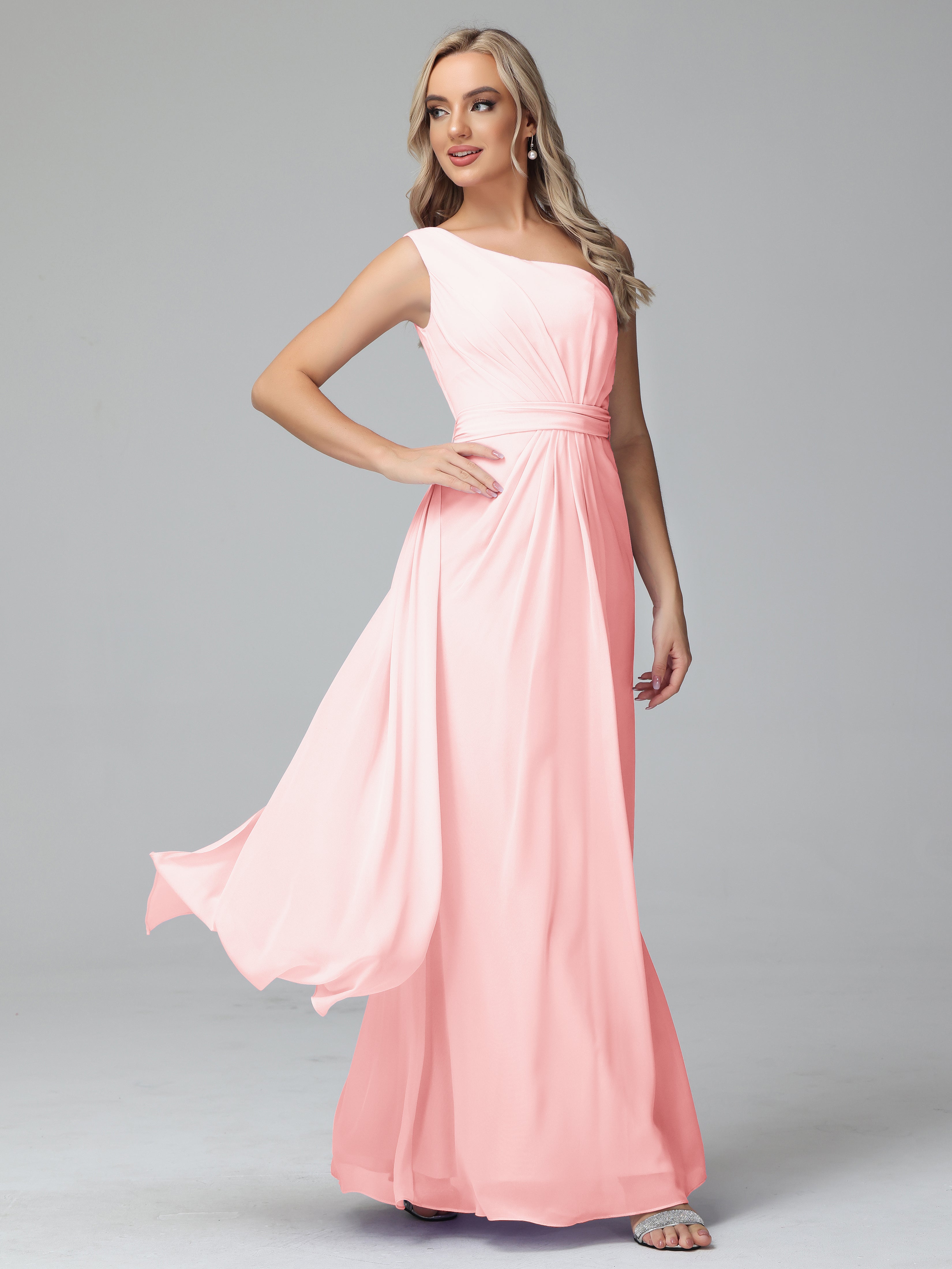 Daphne One Shoulder Chiffon Bridesmaid Dresses With Split