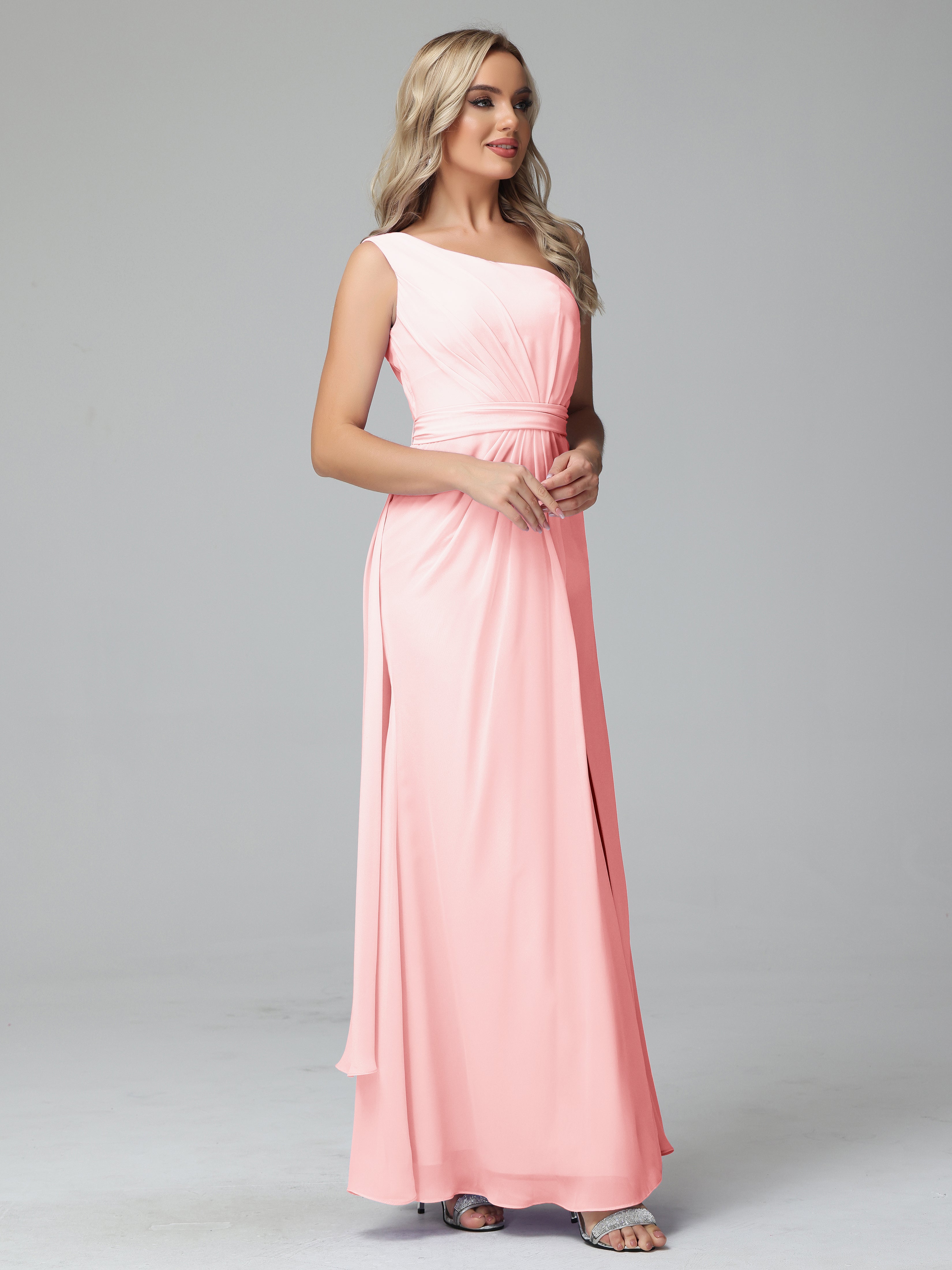 Daphne One Shoulder Chiffon Bridesmaid Dresses With Split