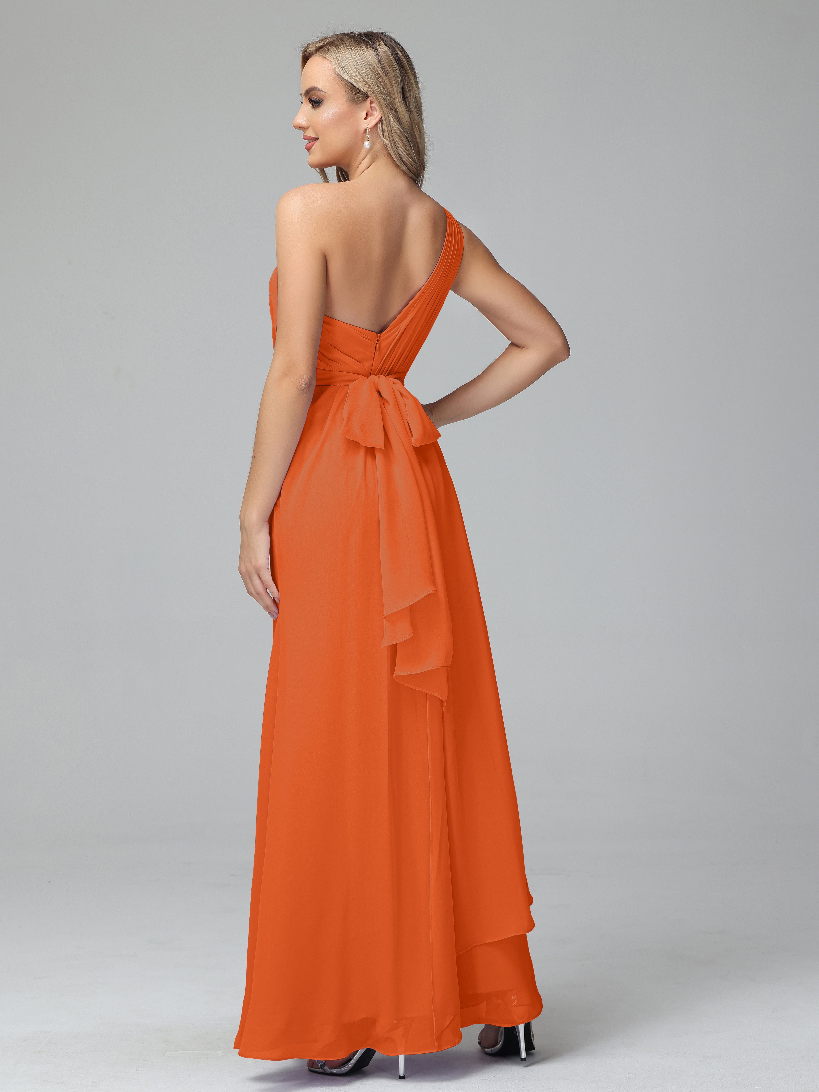 Daphne One Shoulder Chiffon Bridesmaid Dresses With Split