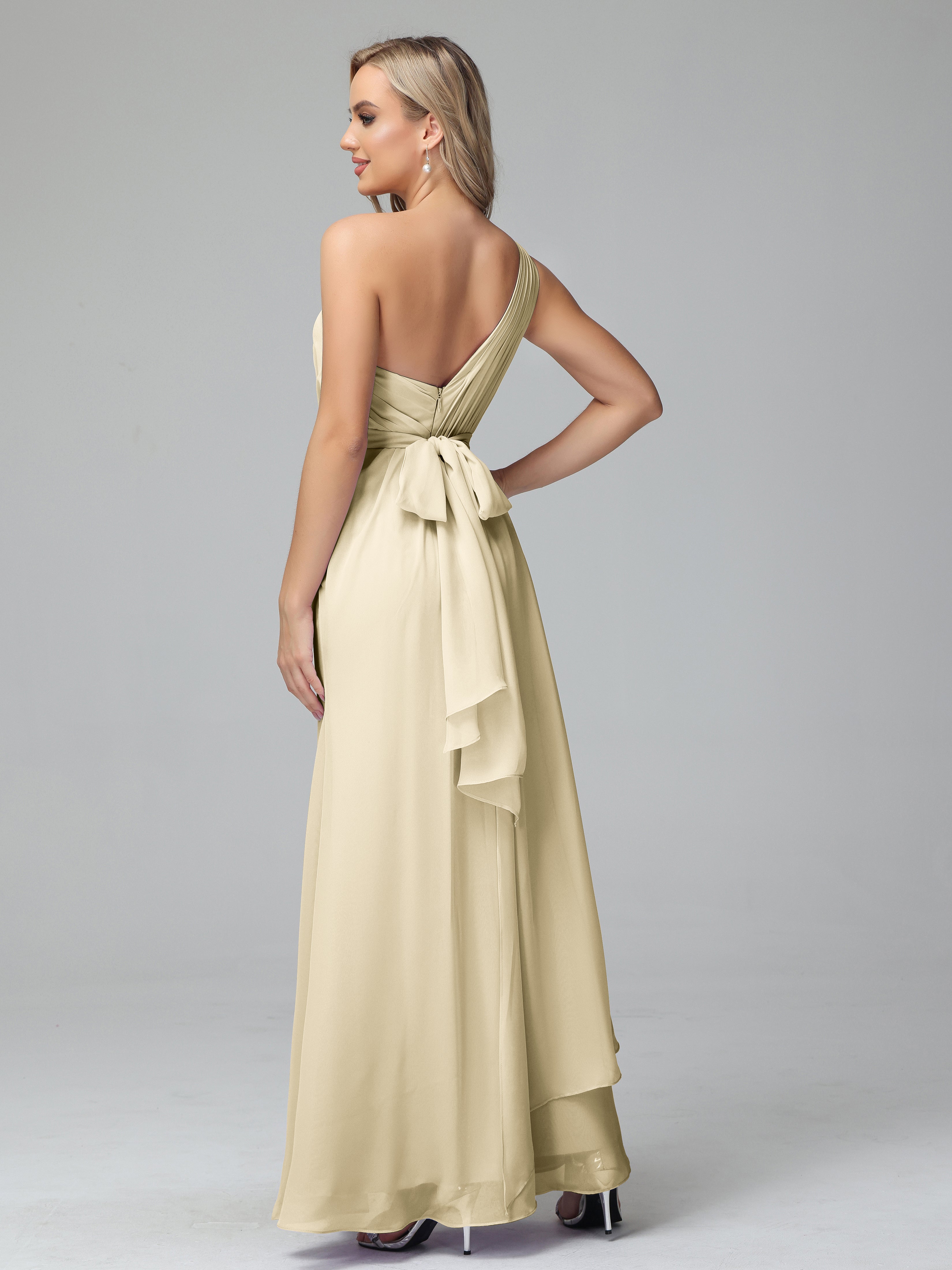 Daphne One Shoulder Chiffon Bridesmaid Dresses With Split